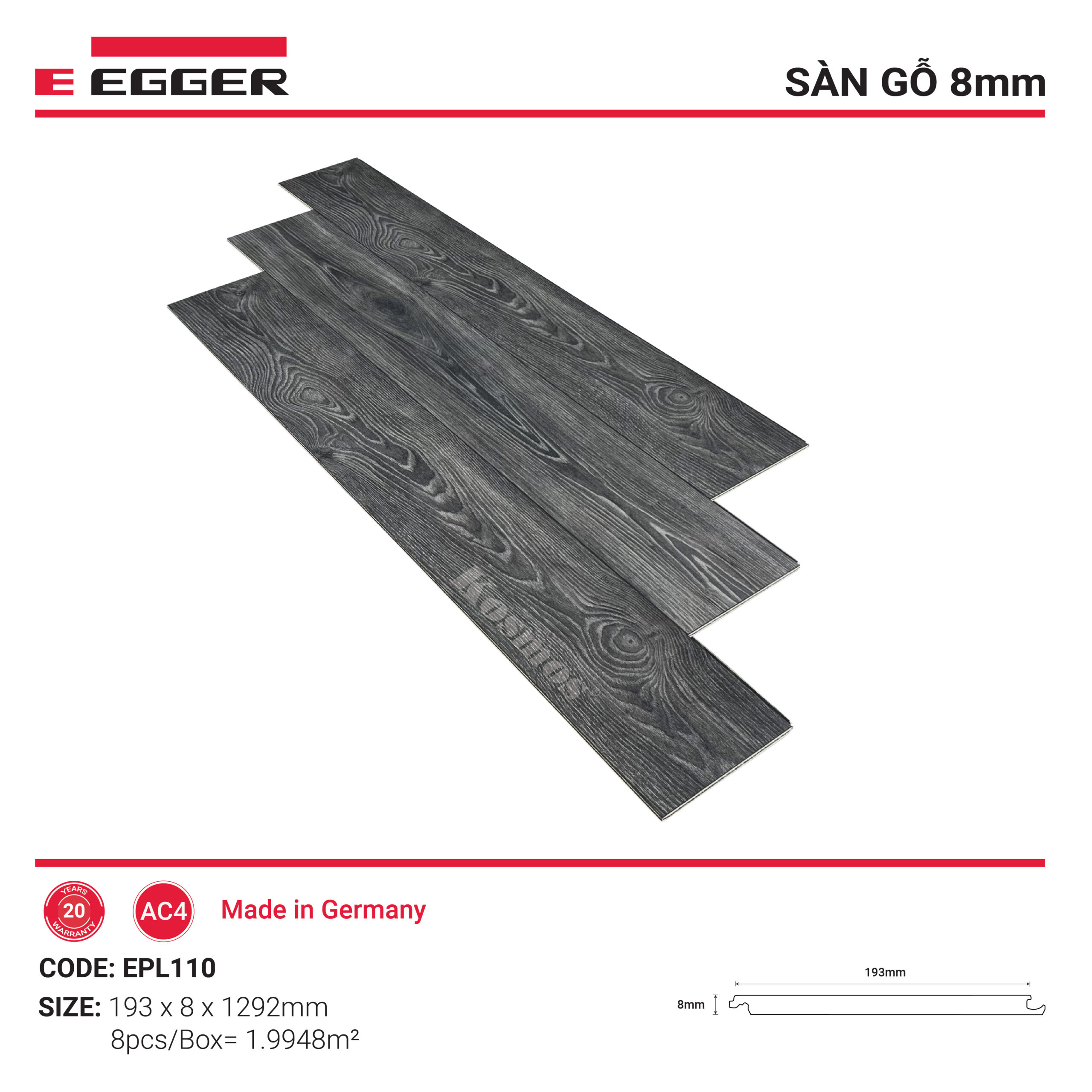Sàn gỗ Đức Egger Pro 8mm - EPL110 - Ảnh 2