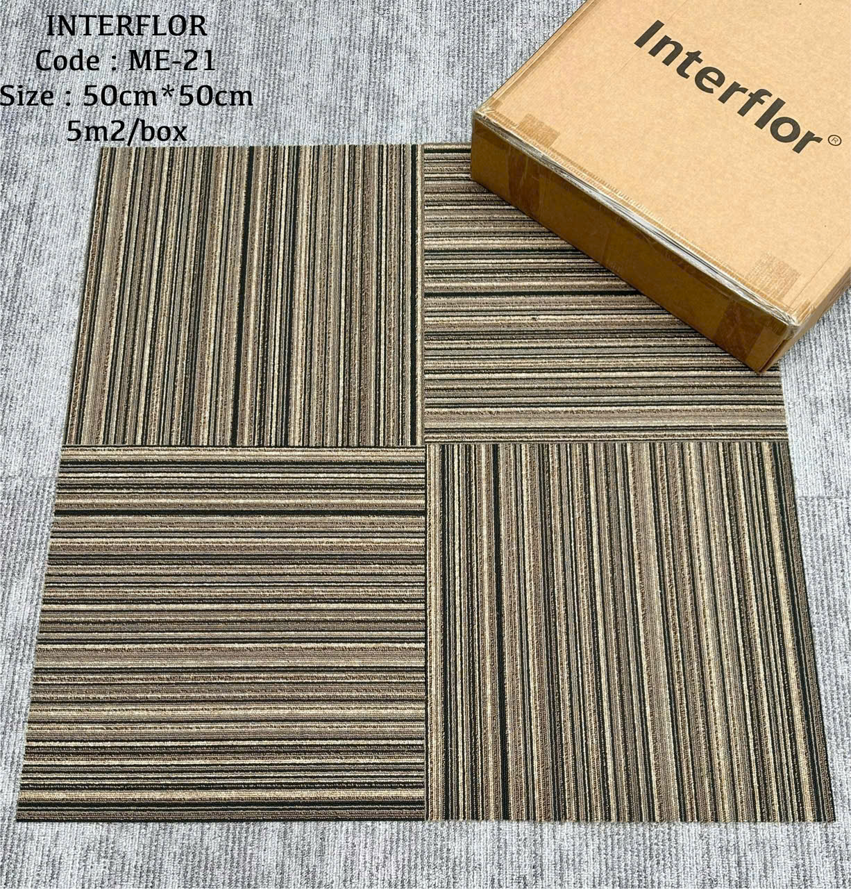 Thảm cuộn INTERFLOR Hàn Quốc màu xám văn phòng hiện đại