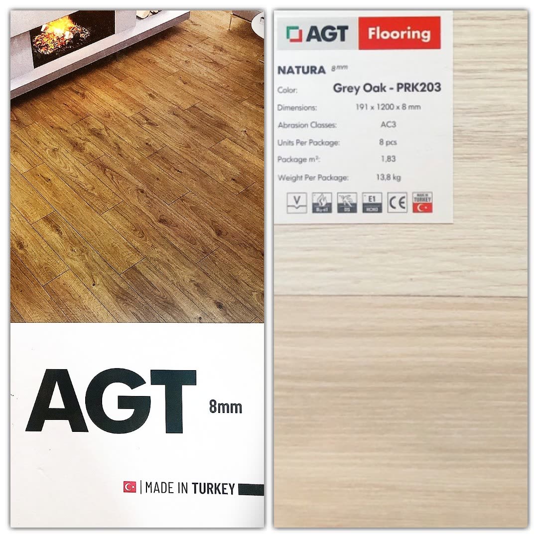 Sàn gỗ AGT 8mm mã PRK203 Grey Oak