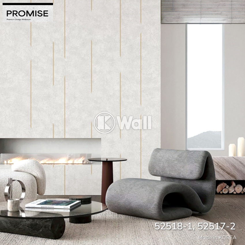 Giấy dán tường Promise Korea 52518 - Sọc Dọc Champagne Trắng Xám