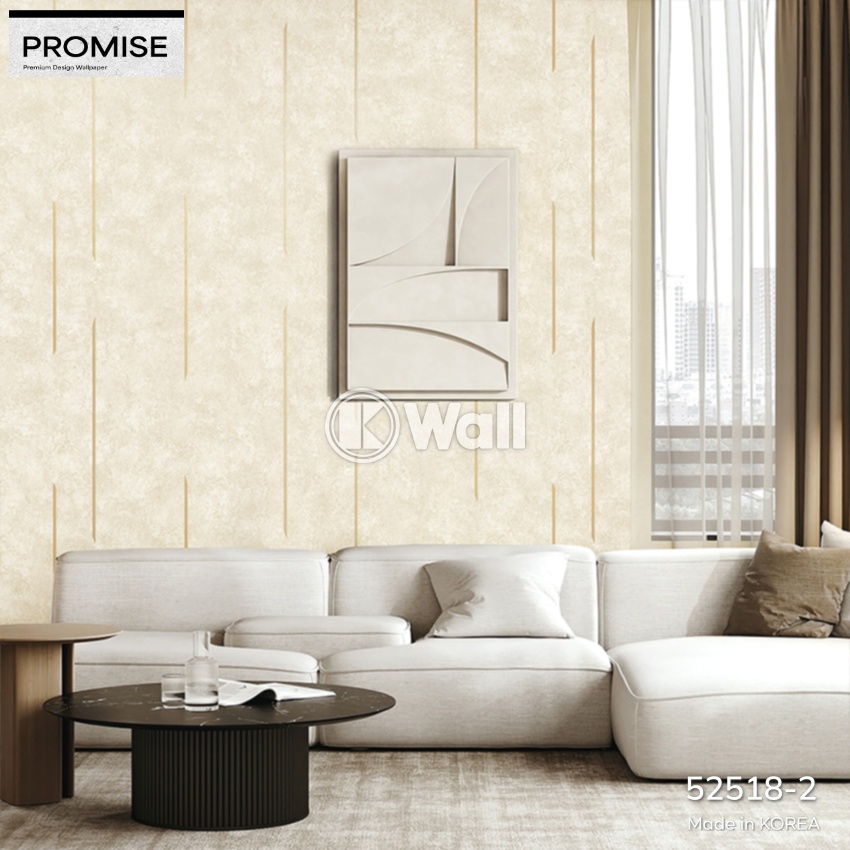 Giấy dán tường Promise Korea 52518 - Sọc Dọc Champagne Trắng Xám