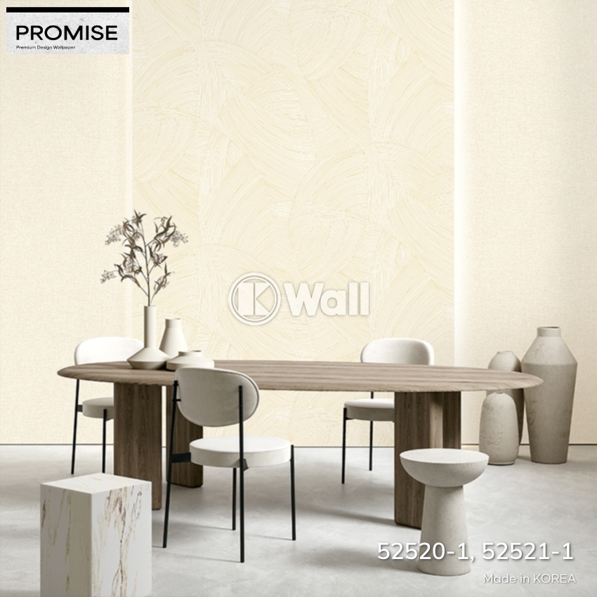 Giấy dán tường Promise Korea 52521 - Cánh Cong Art Deco Kem Vàng