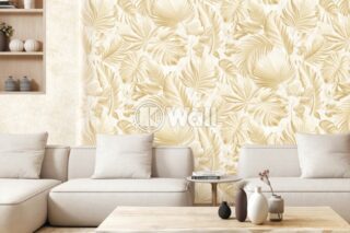 Giấy dán tường Promise Korea 52524 - Lá Nhiệt Đới 3D Trắng Xám Sang Trọng