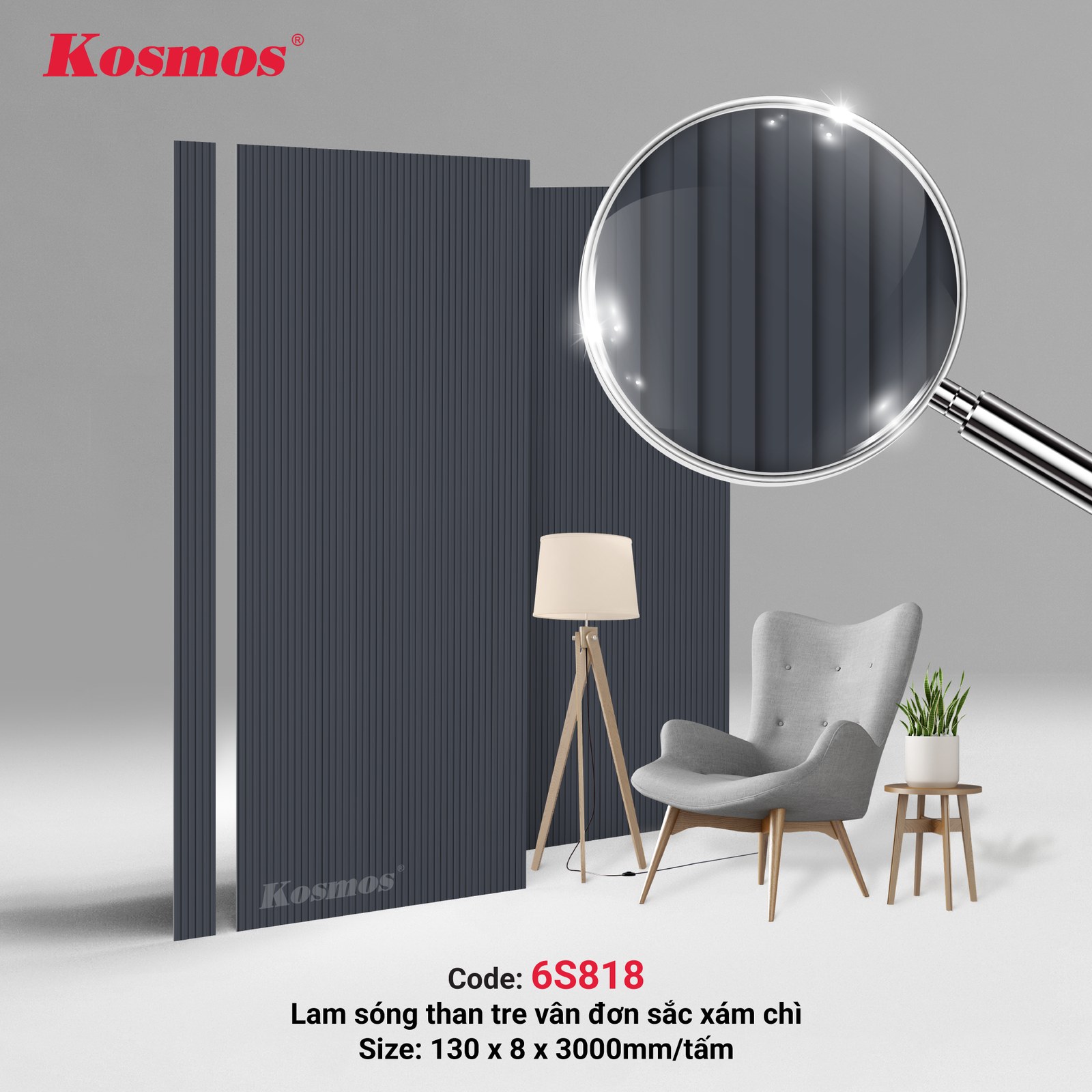 Tấm ốp than tre Kosmos TT-818 - ảnh thiết kế