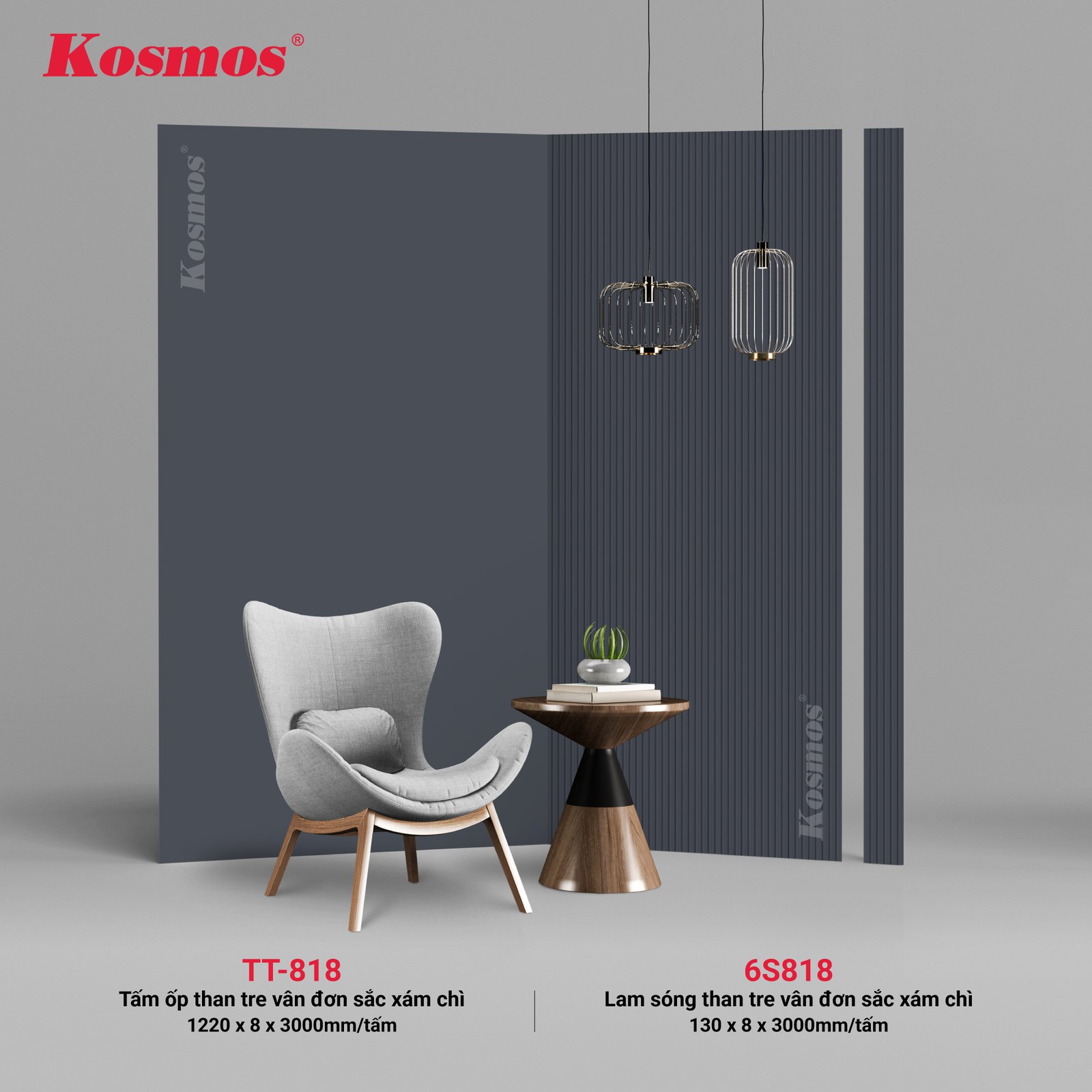 Tấm ốp than tre Kosmos TT-818 - ảnh thiết kế