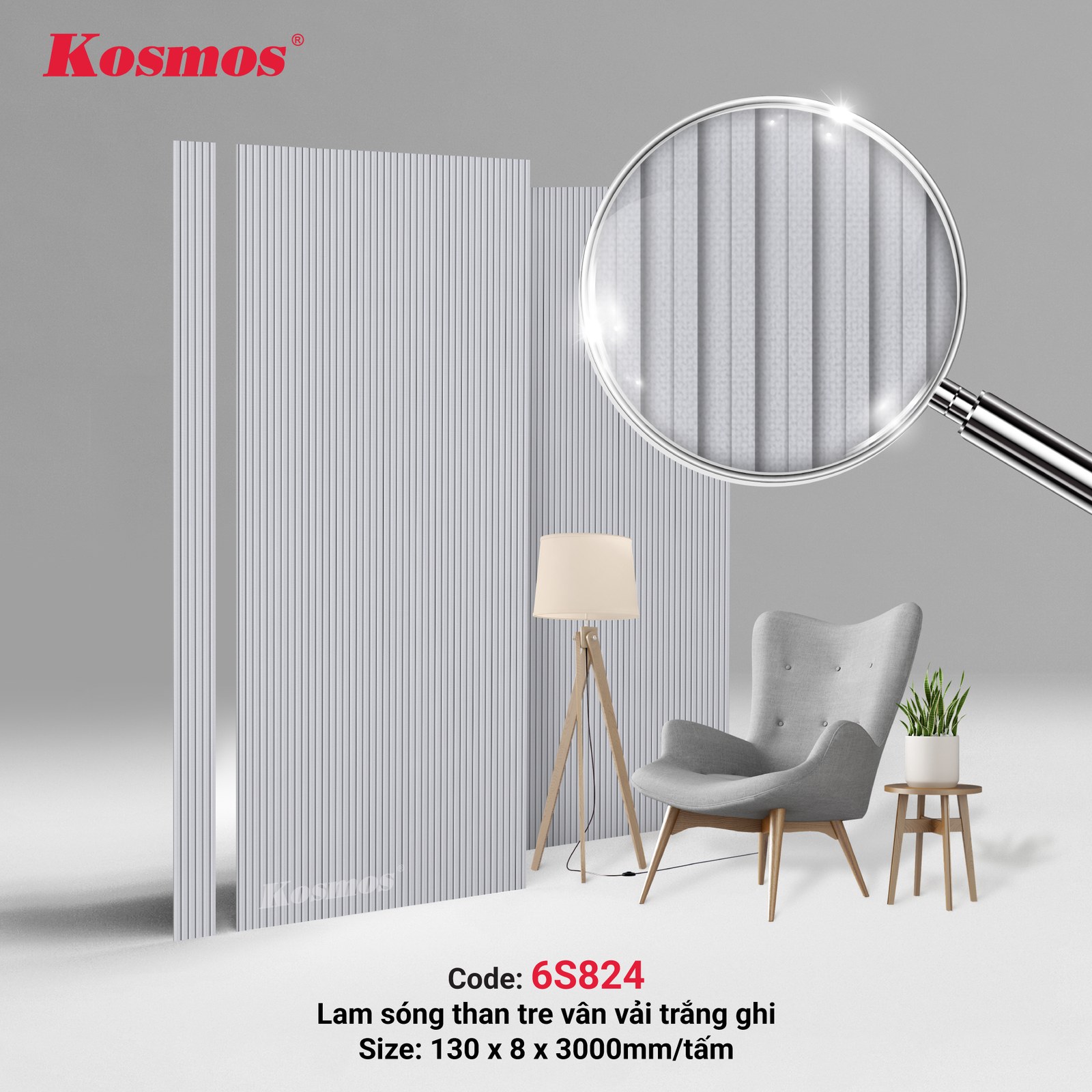 Tấm ốp than tre Kosmos TT-824 - ảnh thiết kế