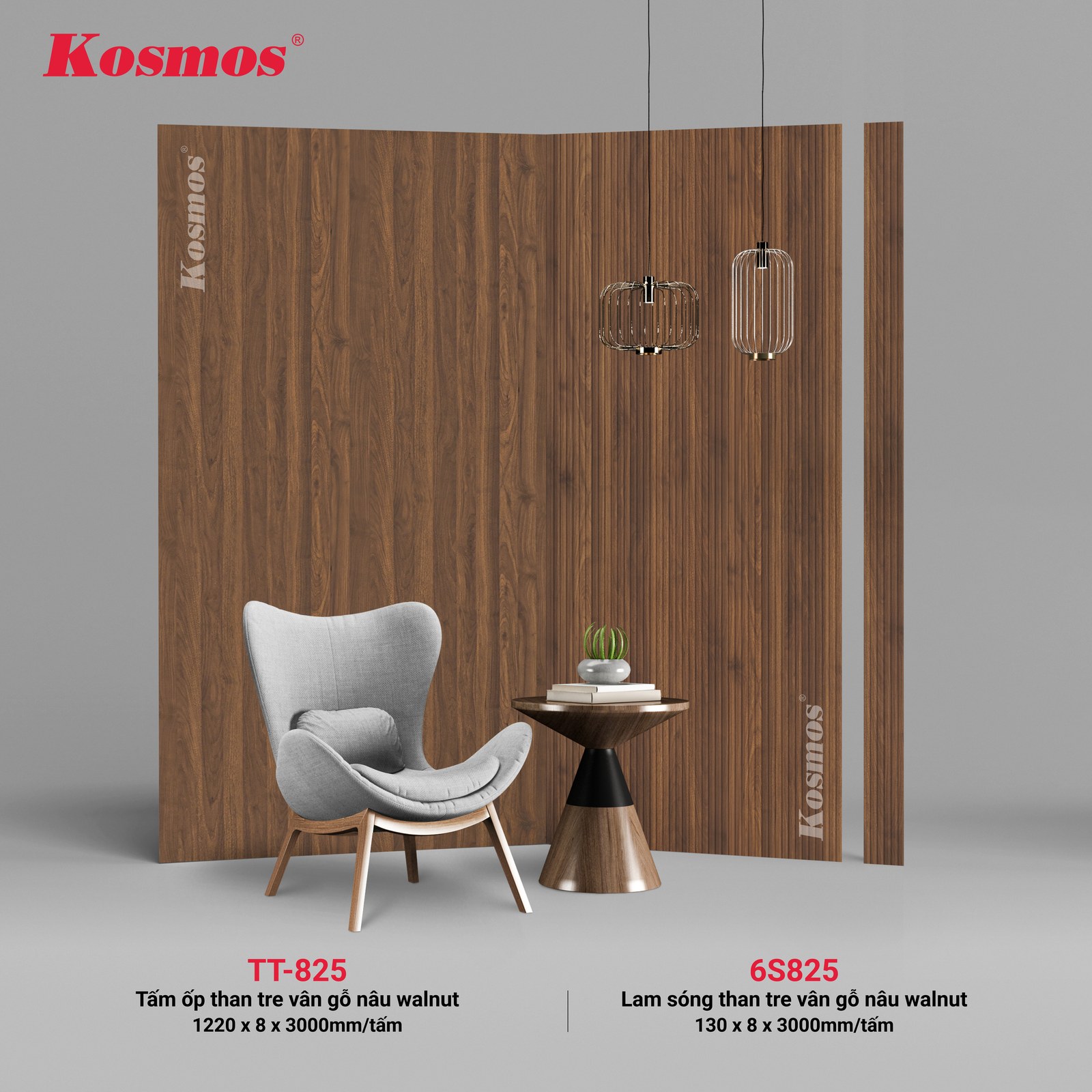 Tấm ốp than tre Kosmos TT-825 - ảnh thiết kế
