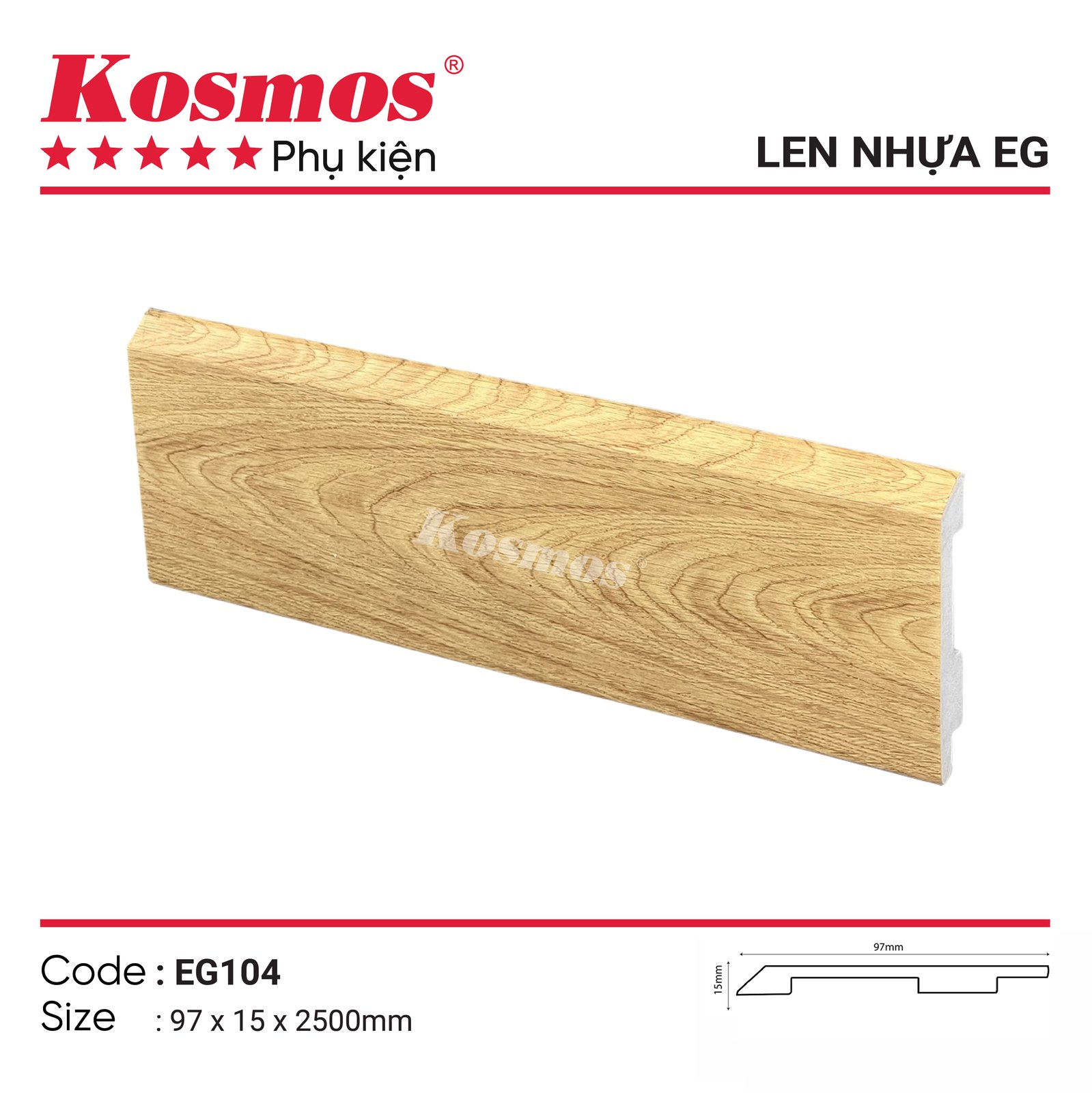 Len chân tường EG104 màu Vàng sồi nhạt - Sàn Gỗ Thiên Ngân