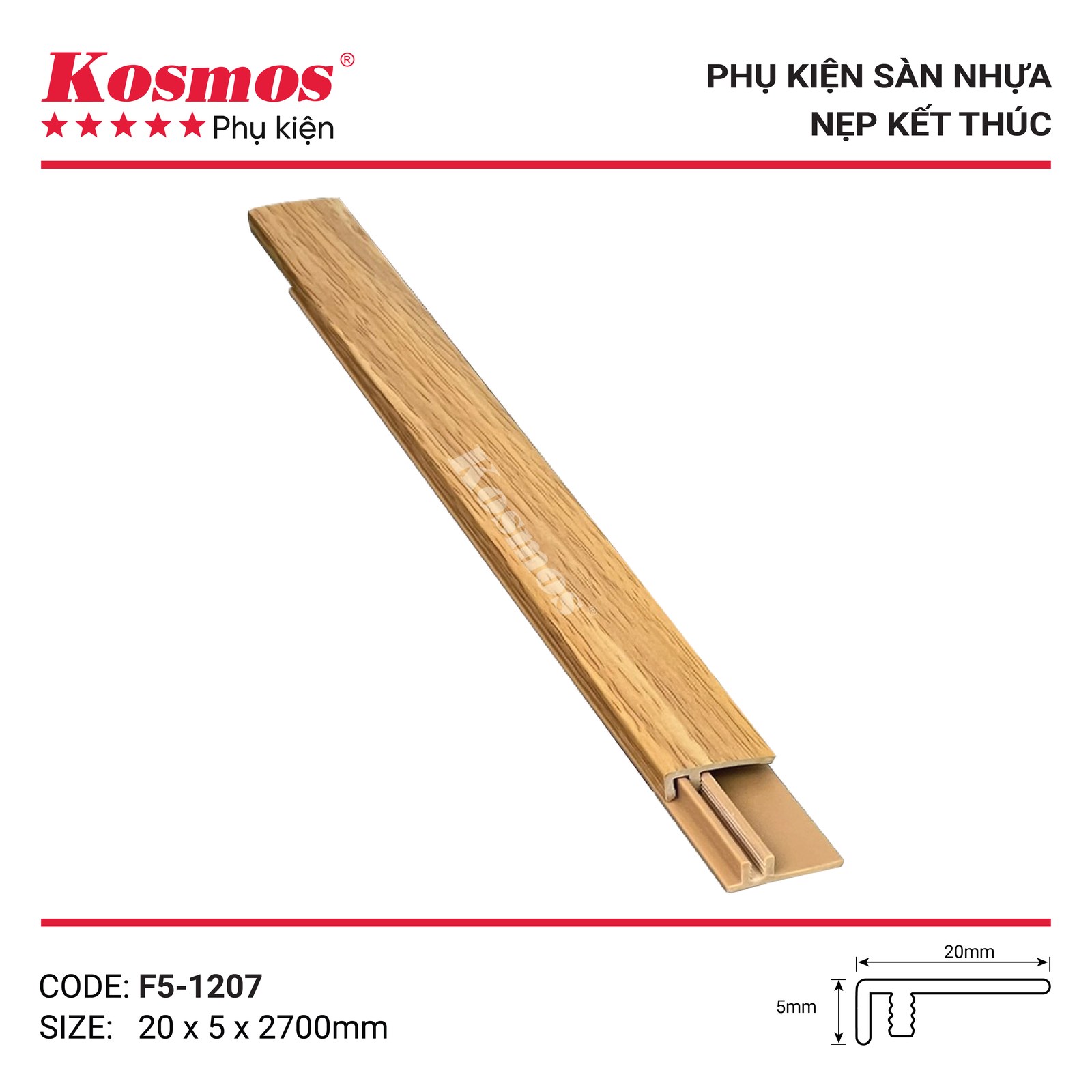 Nẹp nhựa F5-1207 màu Kem be - Sàn Gỗ Thiên Ngân