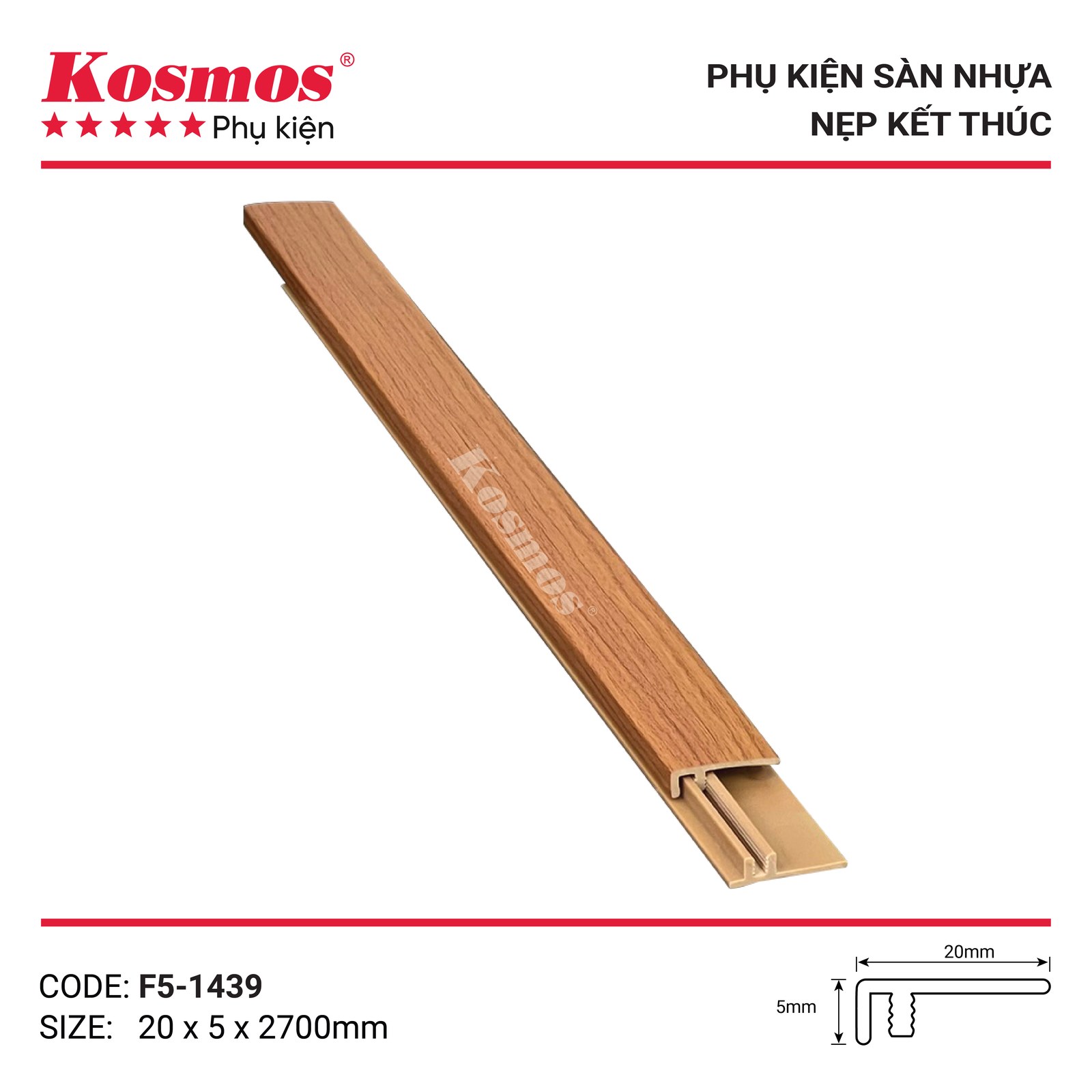 Nẹp nhựa F5-1439 màu Kem be - Sàn Gỗ Thiên Ngân