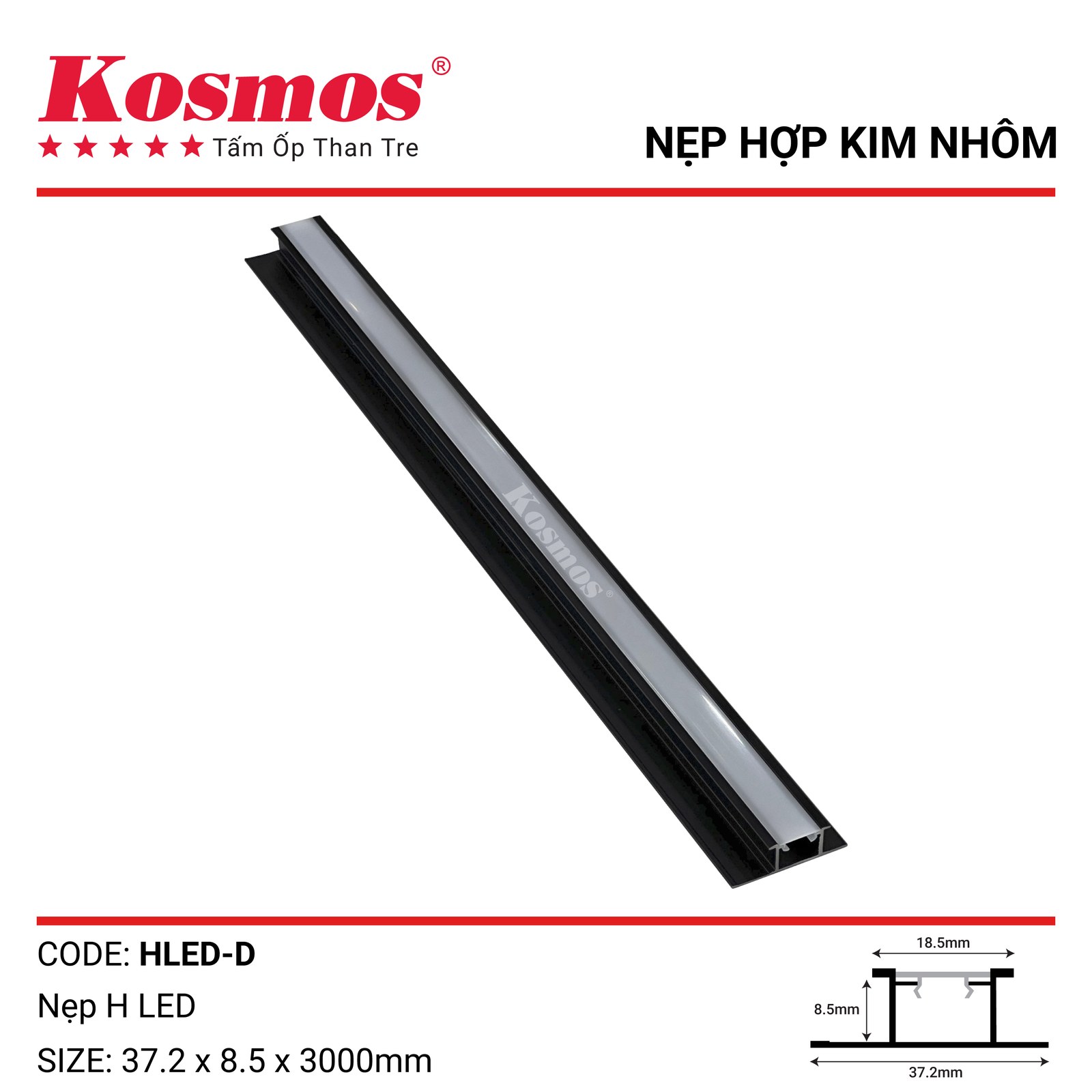 Nẹp nhôm H có LED HLED - Sàn Gỗ Thiên Ngân