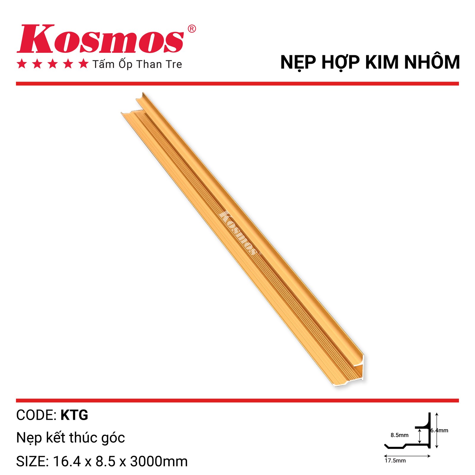 Nẹp nhôm kết thúc góc KTG - Sàn Gỗ Thiên Ngân