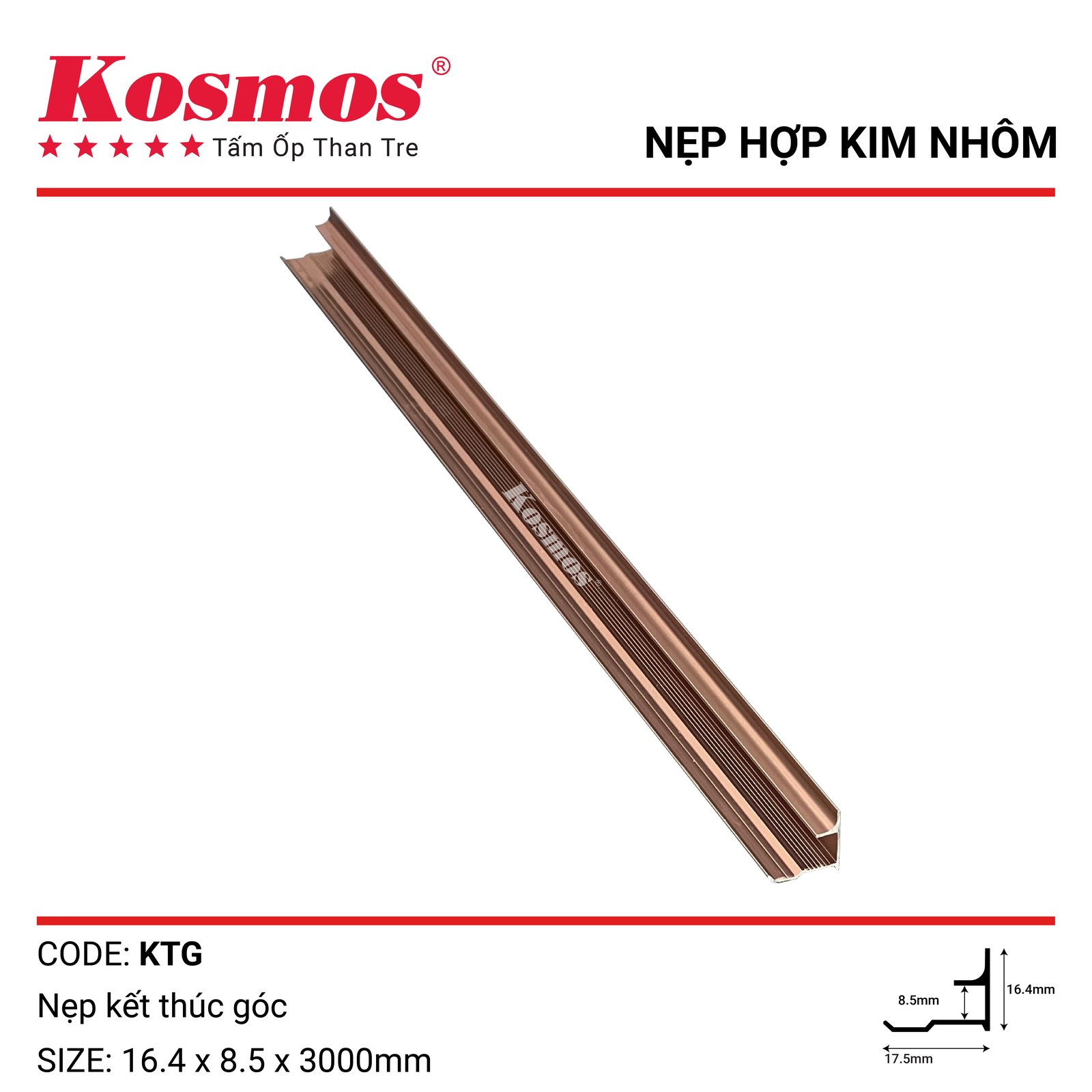Nẹp nhôm kết thúc góc KTG - Sàn Gỗ Thiên Ngân