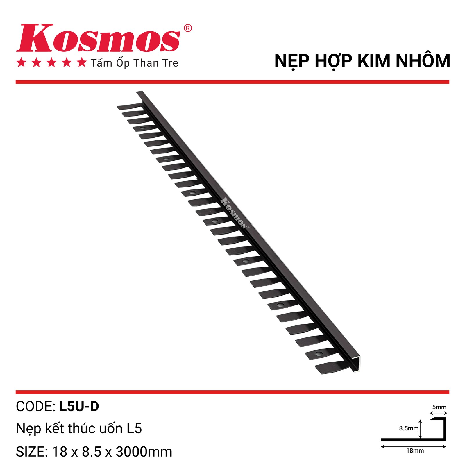 Nẹp nhôm kết thúc L5 L5 - Sàn Gỗ Thiên Ngân