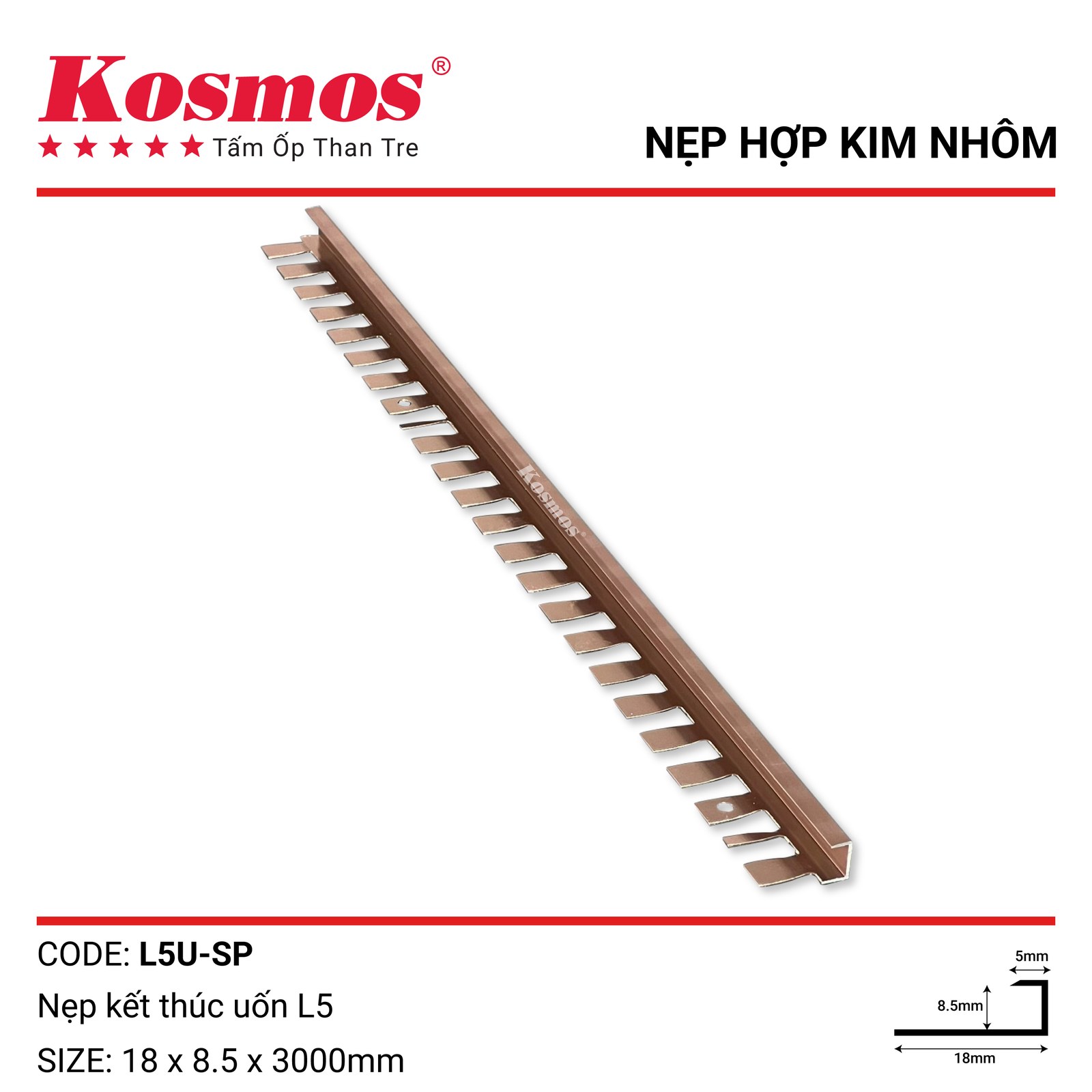 Nẹp nhôm kết thúc L5 L5 - Sàn Gỗ Thiên Ngân
