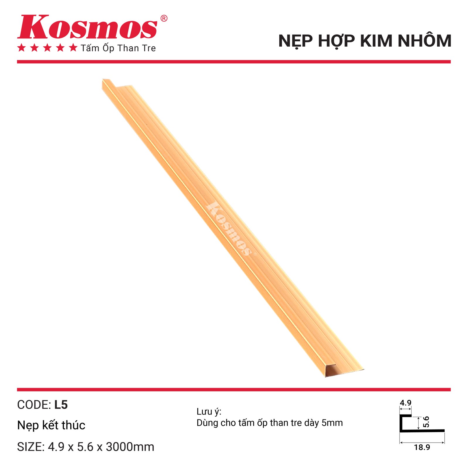 Nẹp nhôm kết thúc L5 L5 - Sàn Gỗ Thiên Ngân