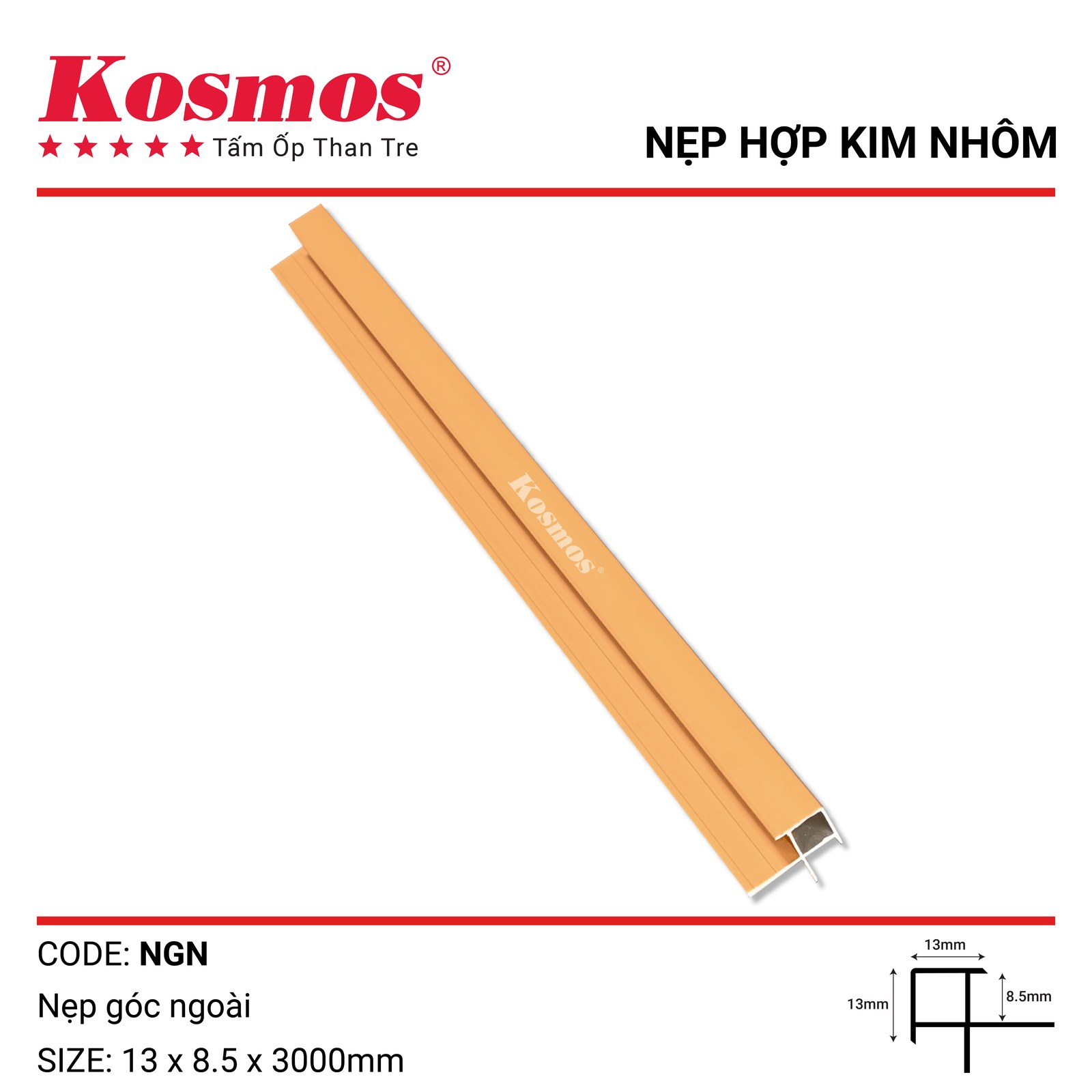 Nẹp nhôm góc ngoài NGN - Sàn Gỗ Thiên Ngân