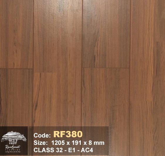 Mẫu sàn gỗ Rain Forest 8mm RF380 Classic Teak vân tự nhiên