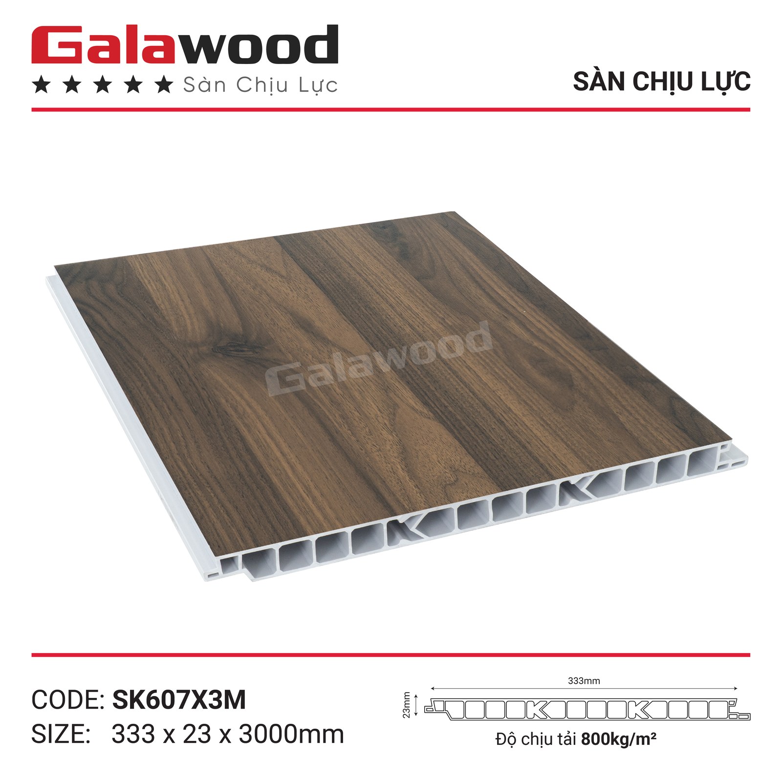 Sàn nhựa chịu lực Galawood SK607 vàng sồi - Sàn Gỗ Thiên Ngân
