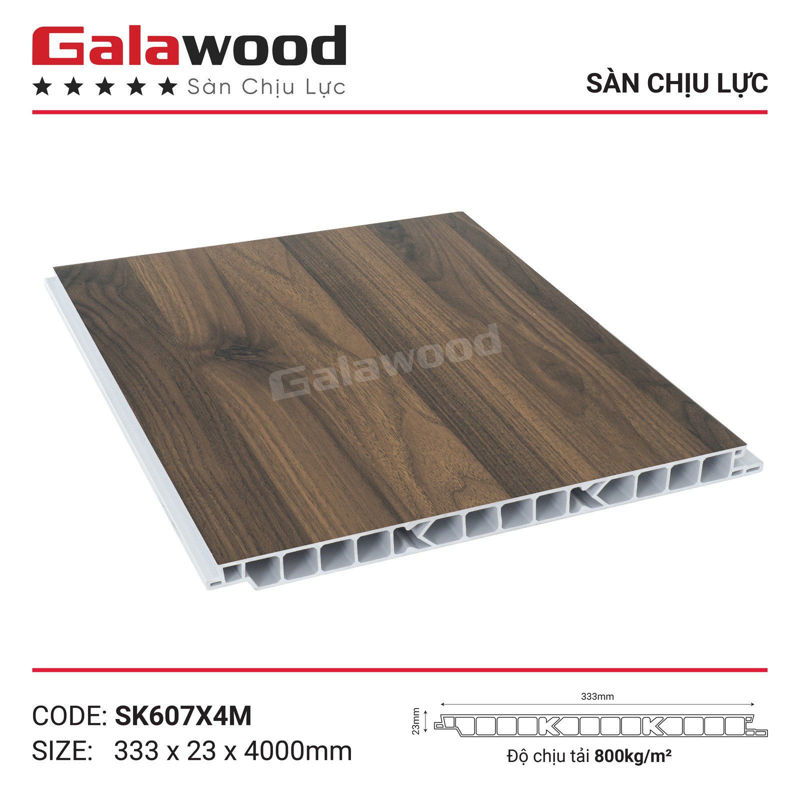 Sàn nhựa chịu lực Galawood SK607 vàng sồi - Sàn Gỗ Thiên Ngân