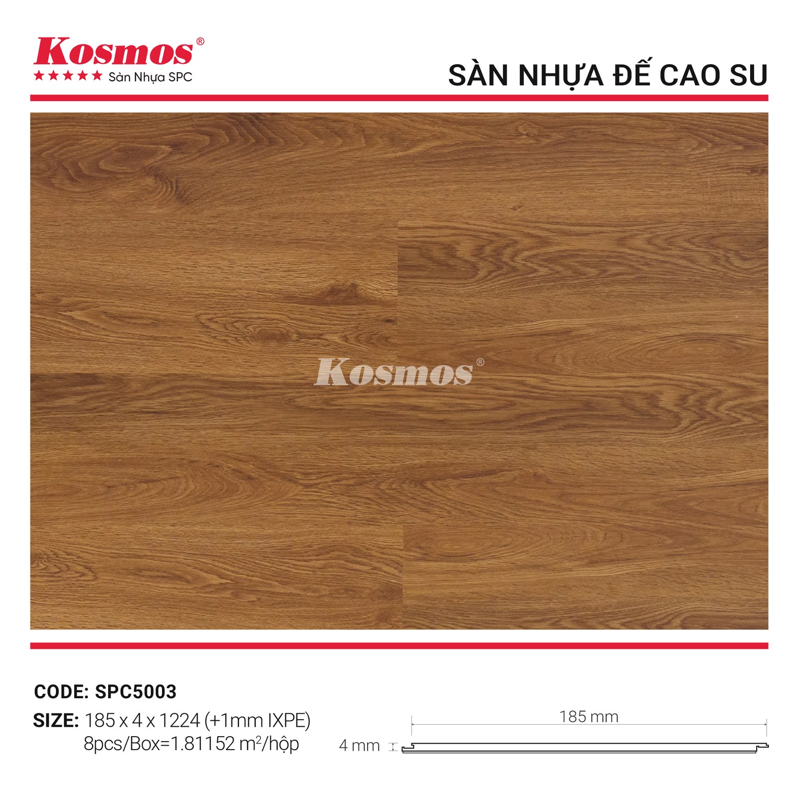 Sàn nhựa Kosmos SPC SPC5003 Nâu sồi - Sàn Gỗ Thiên Ngân