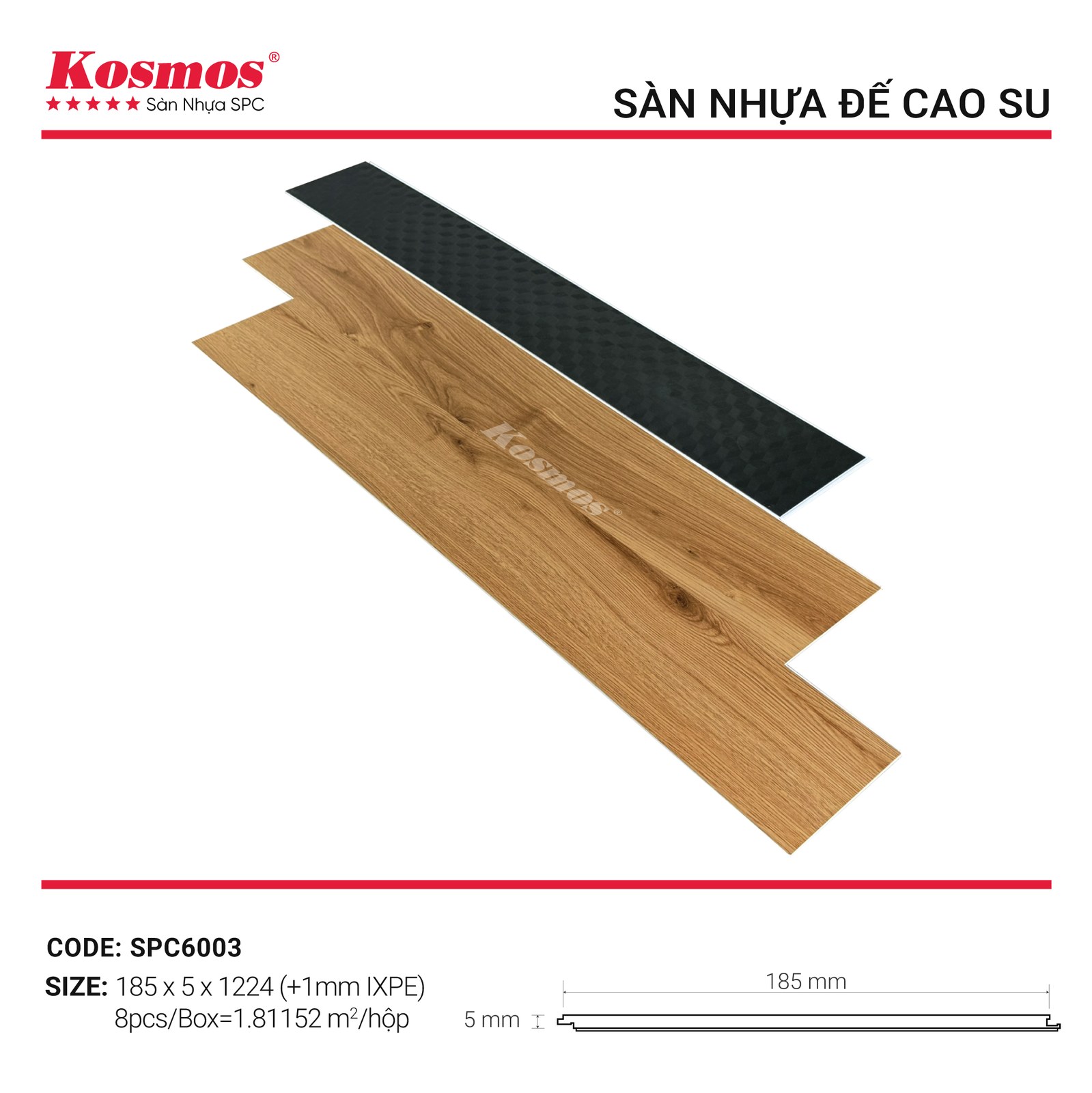 Sàn nhựa Kosmos SPC SPC6003 Vàng sồi - Sàn Gỗ Thiên Ngân