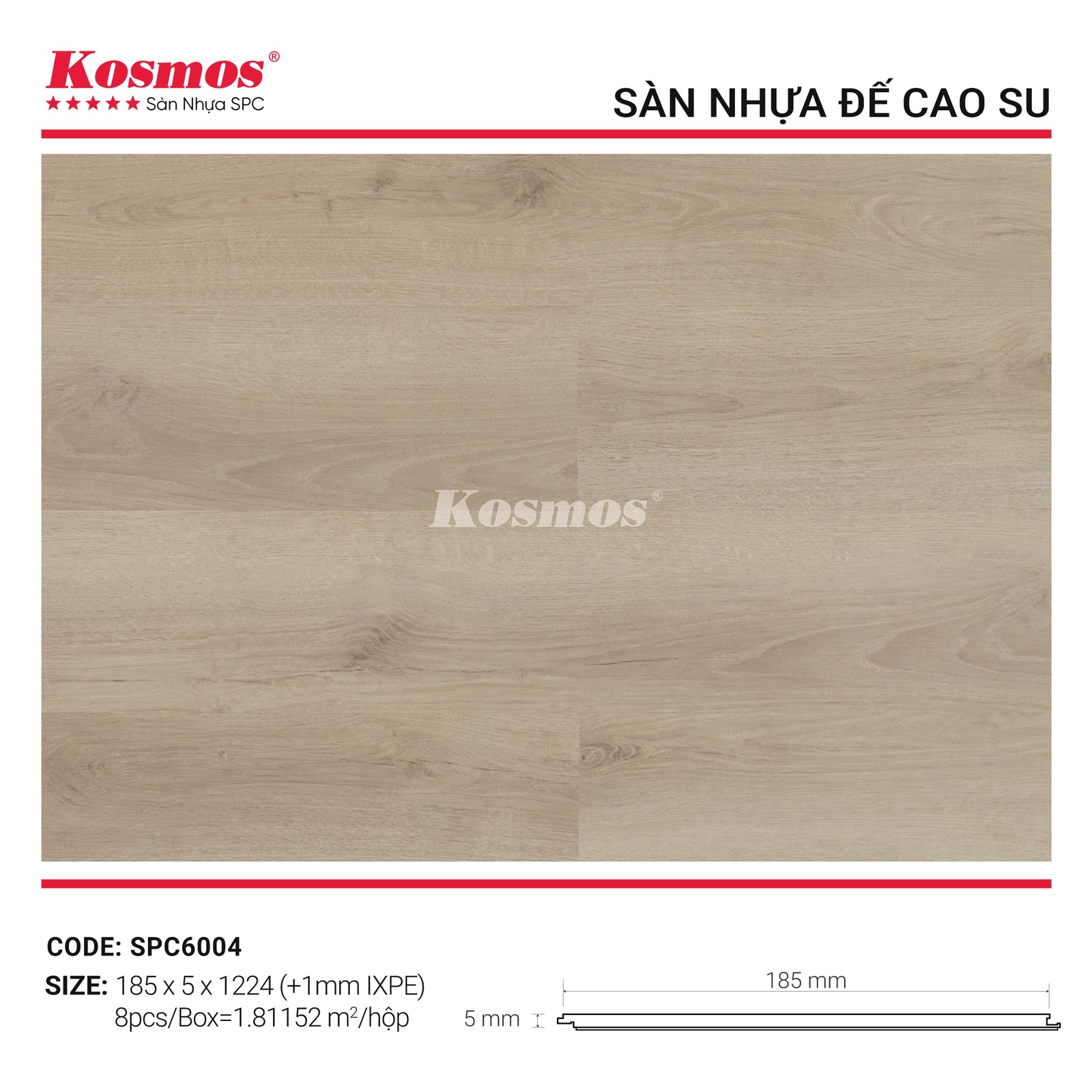 Sàn nhựa Kosmos SPC SPC6004 Vàng sồi - Sàn Gỗ Thiên Ngân