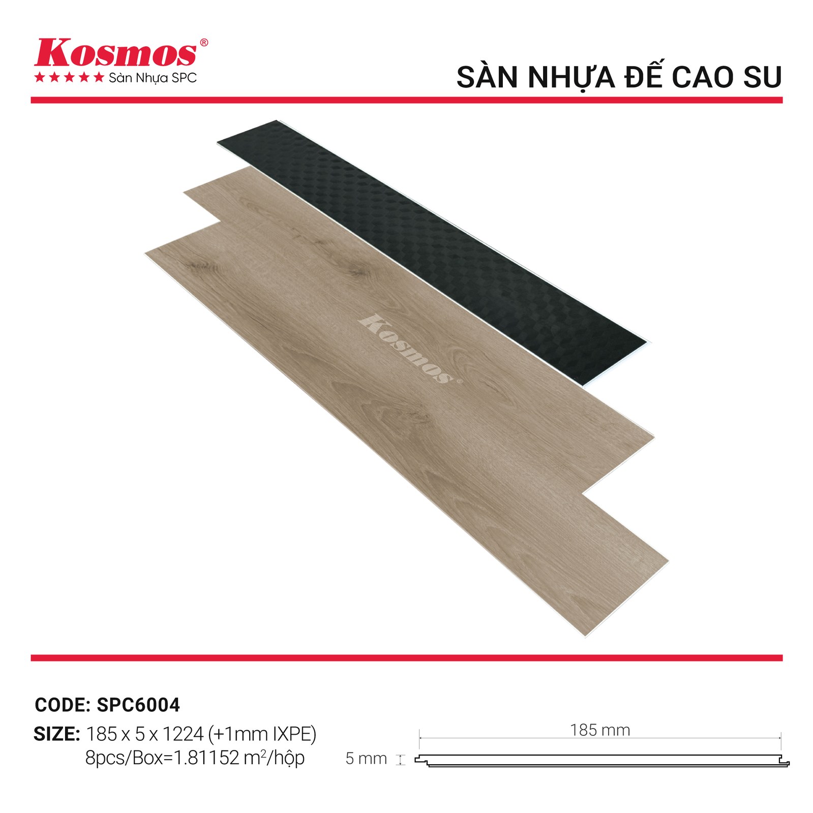 Sàn nhựa Kosmos SPC SPC6004 Vàng sồi - Sàn Gỗ Thiên Ngân