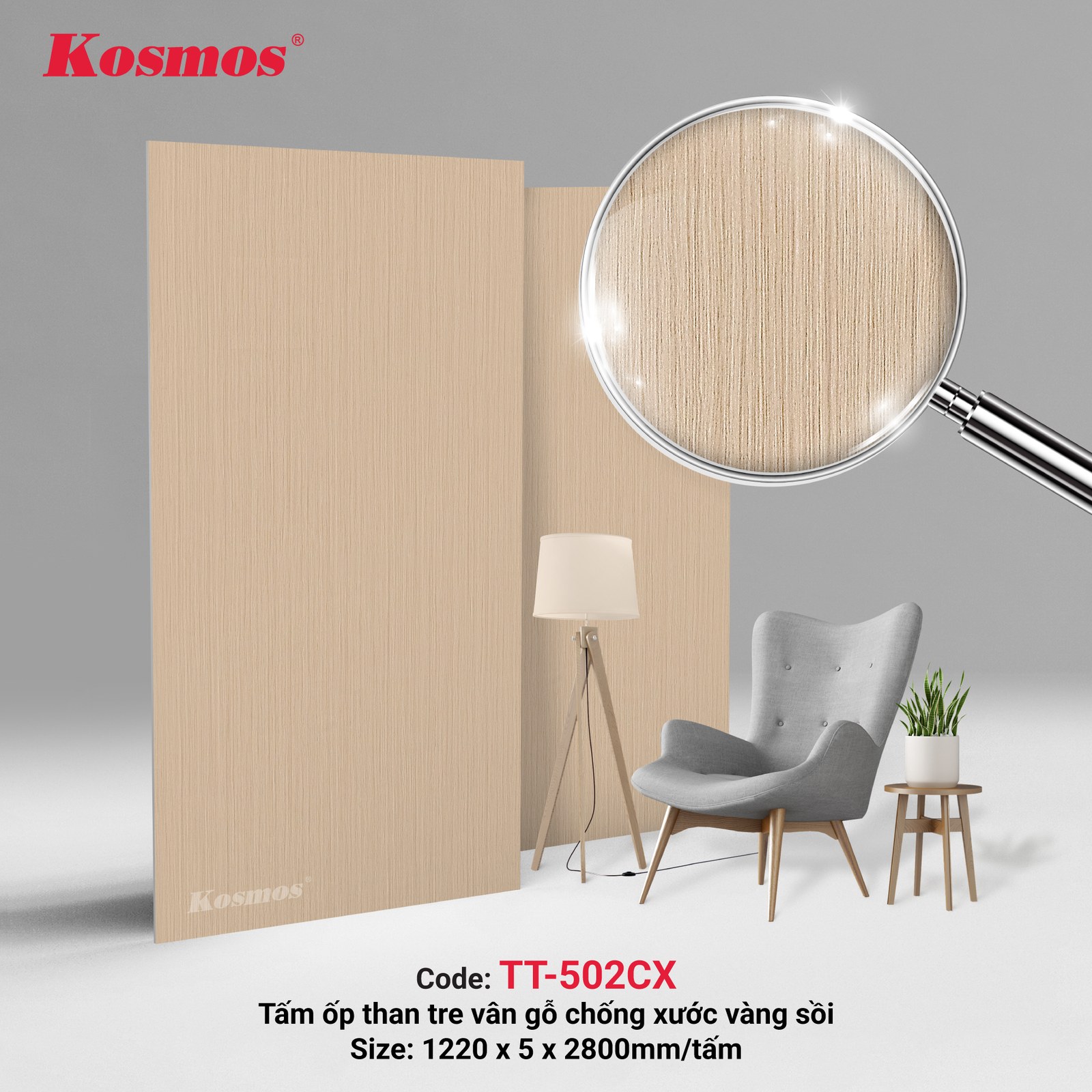 Tấm ốp than tre Kosmos TT-502C - ảnh thiết kế
