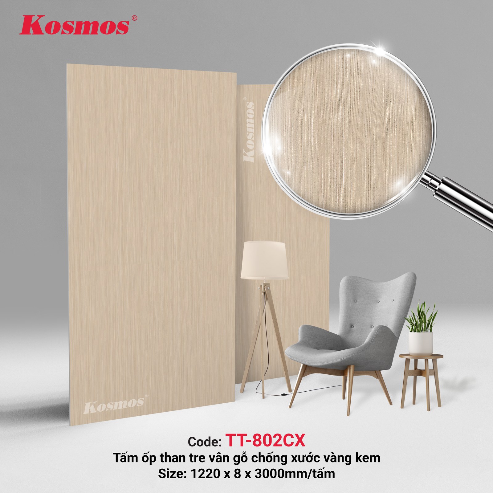 Tấm ốp than tre Kosmos TT-802C - ảnh thiết kế