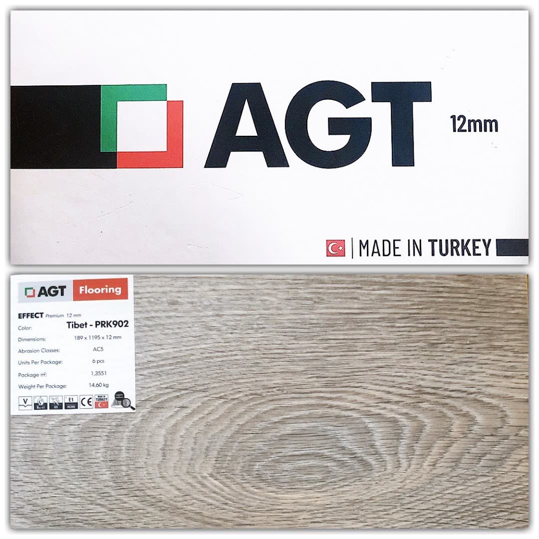 Sàn gỗ AGT 12mm PRK902 Tibet - vân gỗ nâu ấm AC5