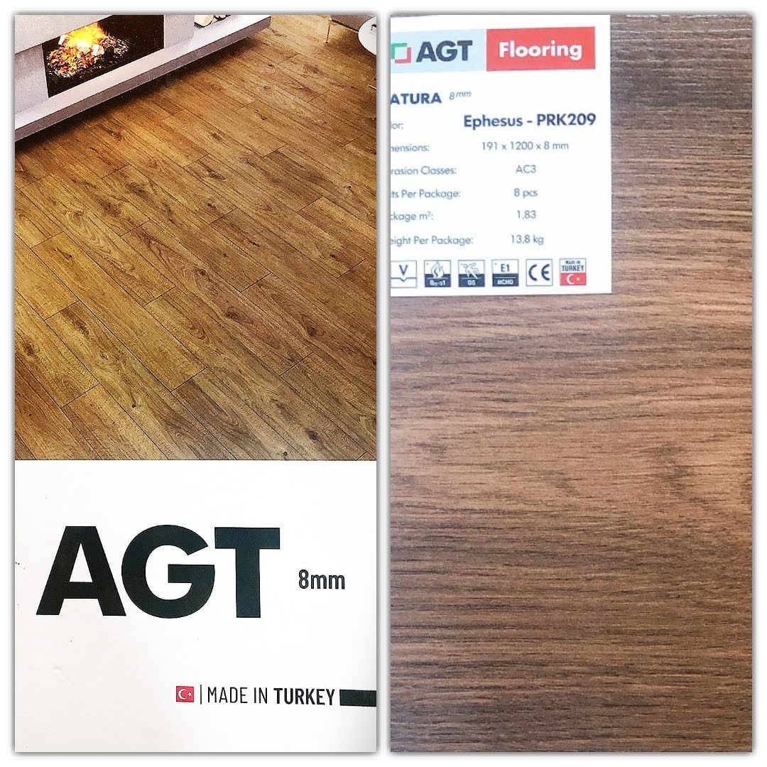 Sàn gỗ AGT 8mm PRK 209 Ephesus - tone vàng đất cổ điển