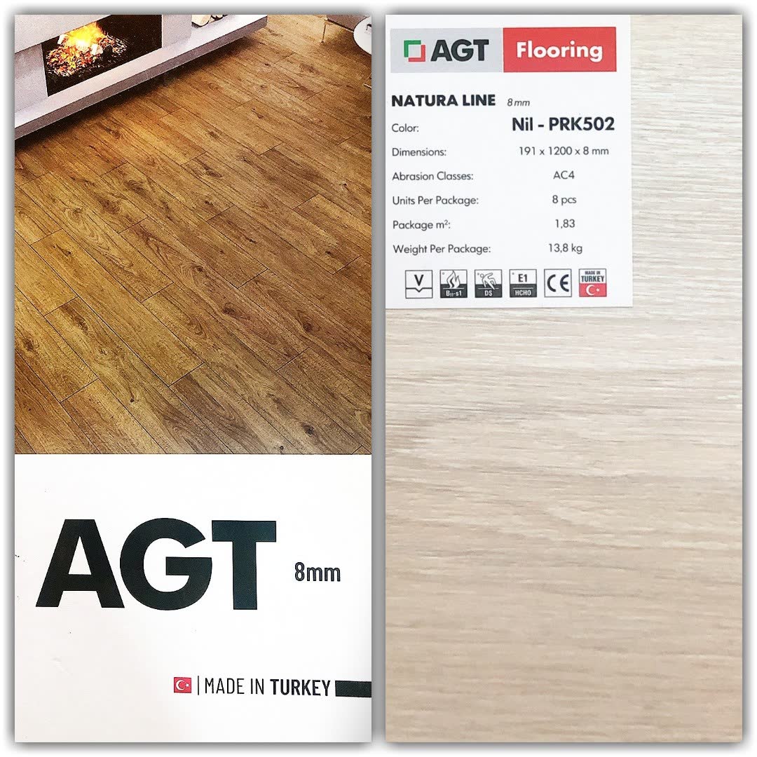 Sàn gỗ AGT 8mm PRK 502 Nil - tone xanh oliu độc đáo