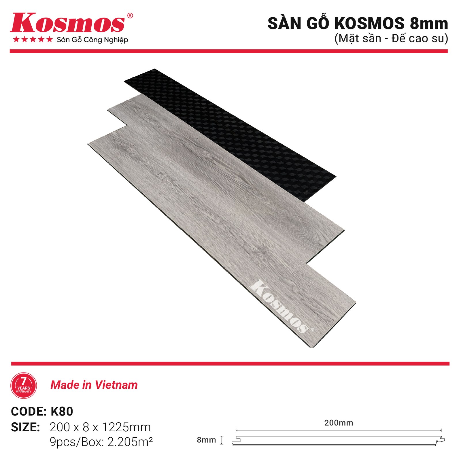 Sàn gỗ Kosmos K80 - hình dạng thanh