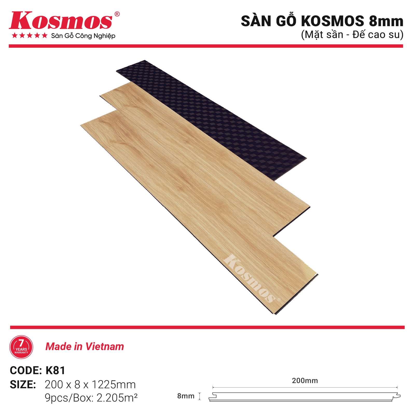 Sàn gỗ Kosmos K81 - hình dạng thanh