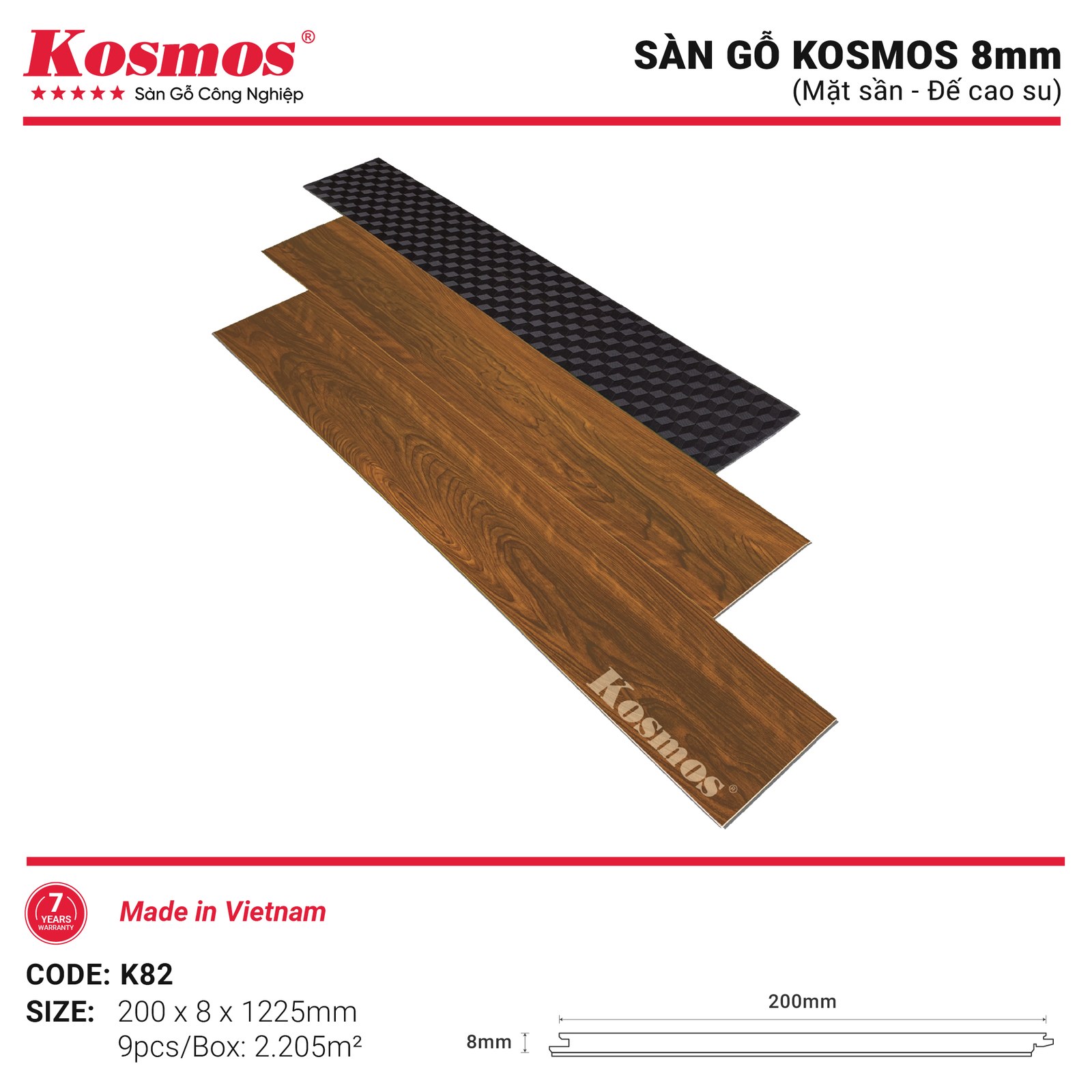 Sàn gỗ Kosmos K82 - hình dạng thanh