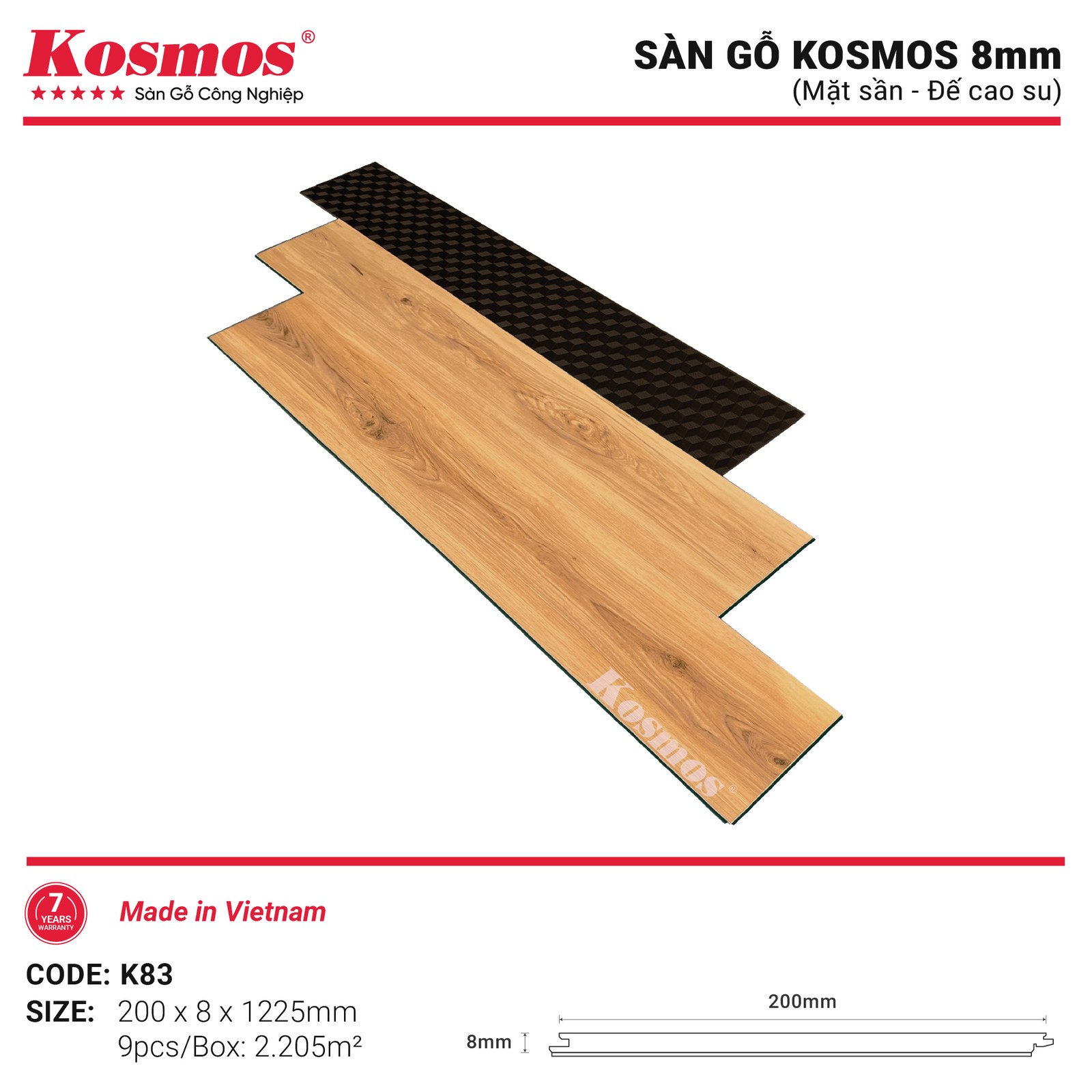 Sàn gỗ Kosmos K83 - hình dạng thanh