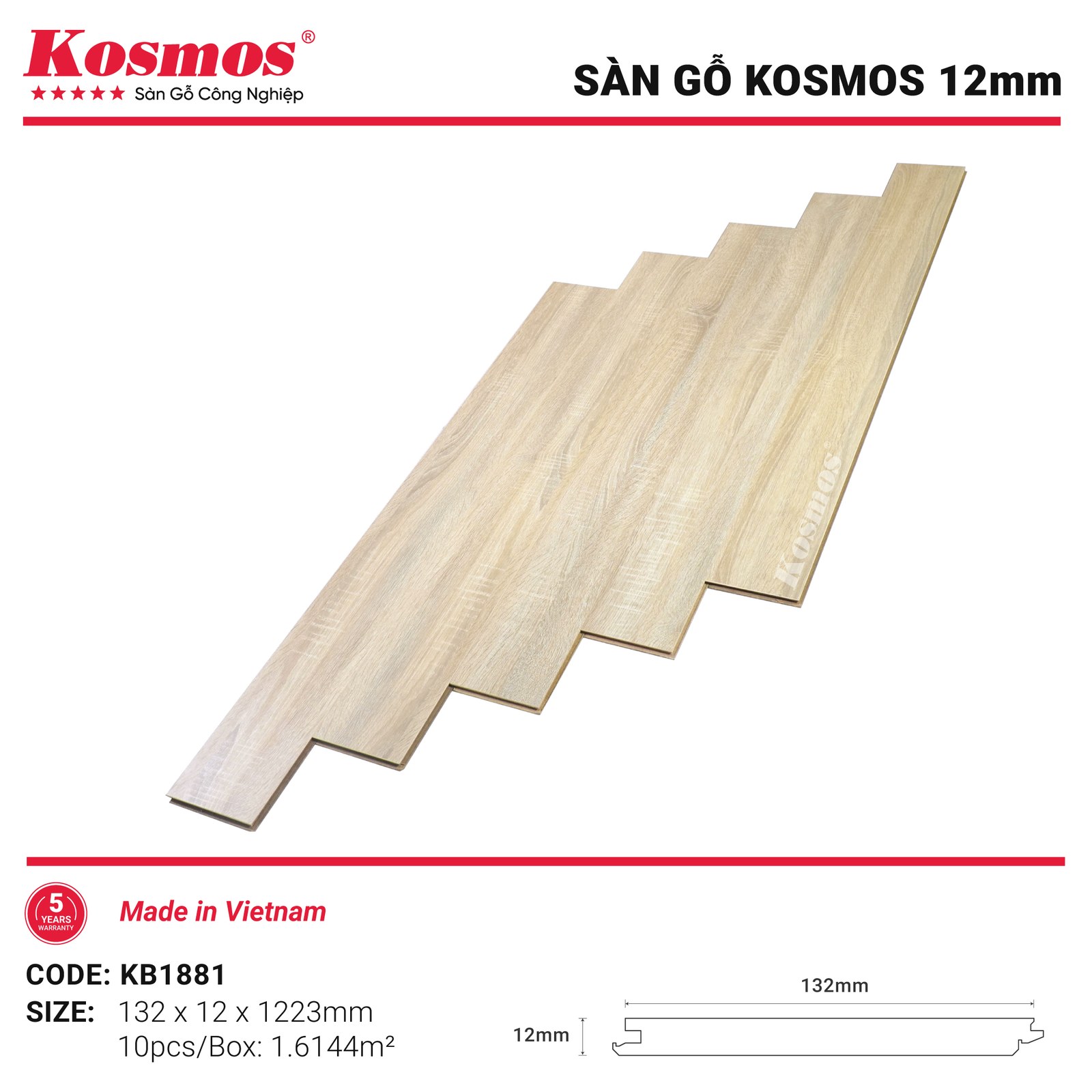 Sàn gỗ Kosmos KB1881 - hình dạng thanh