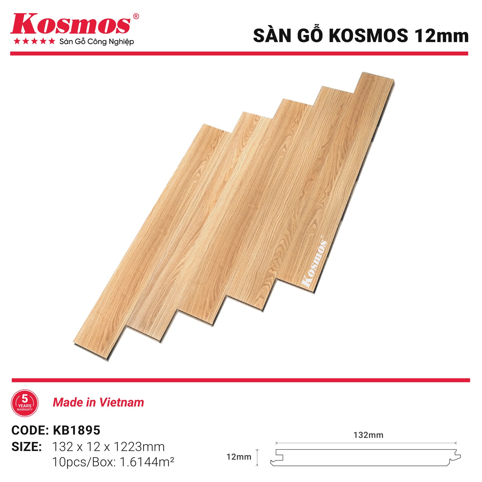 Sàn gỗ Kosmos KB1895 - hình dạng thanh