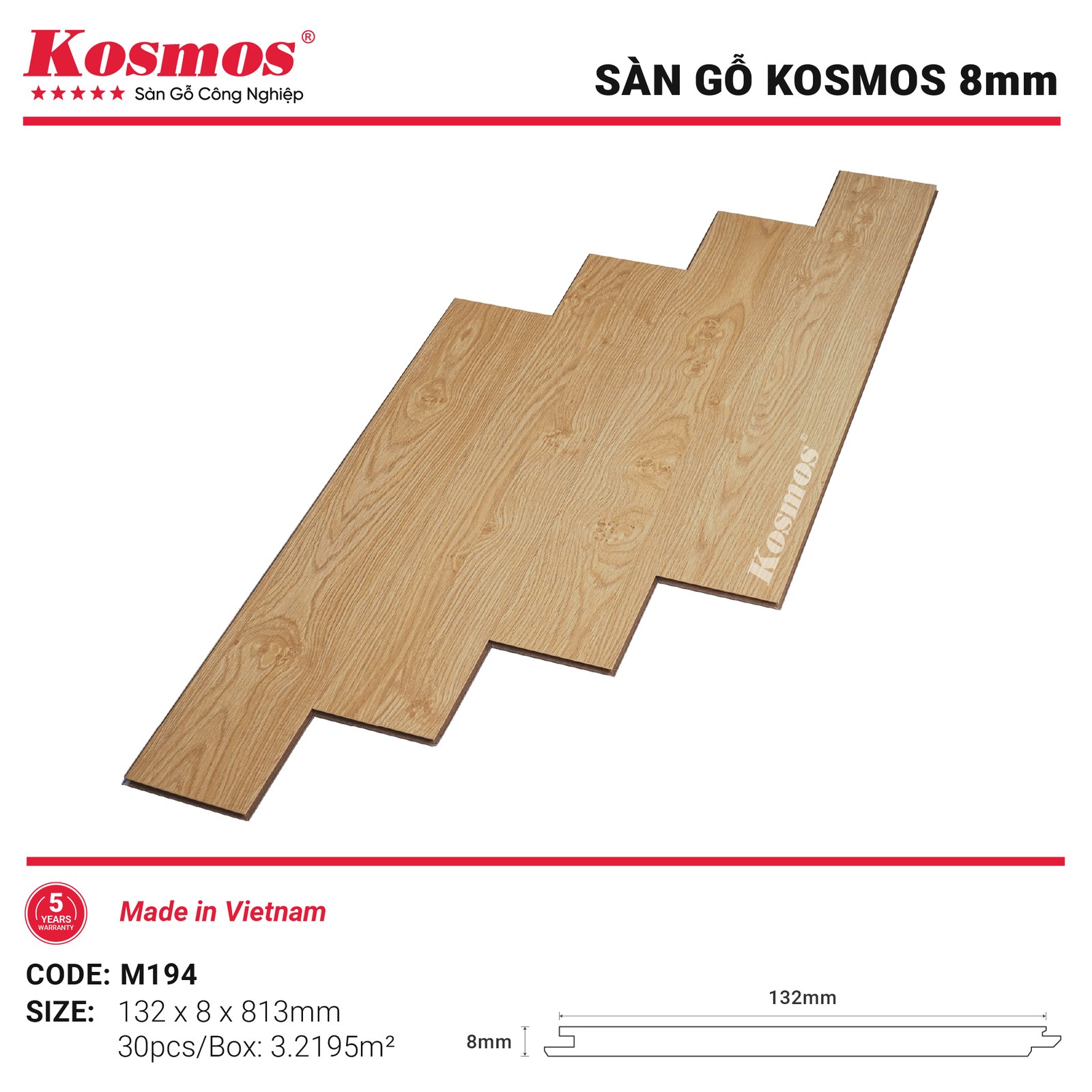 Sàn gỗ Kosmos M194 - hình dạng thanh