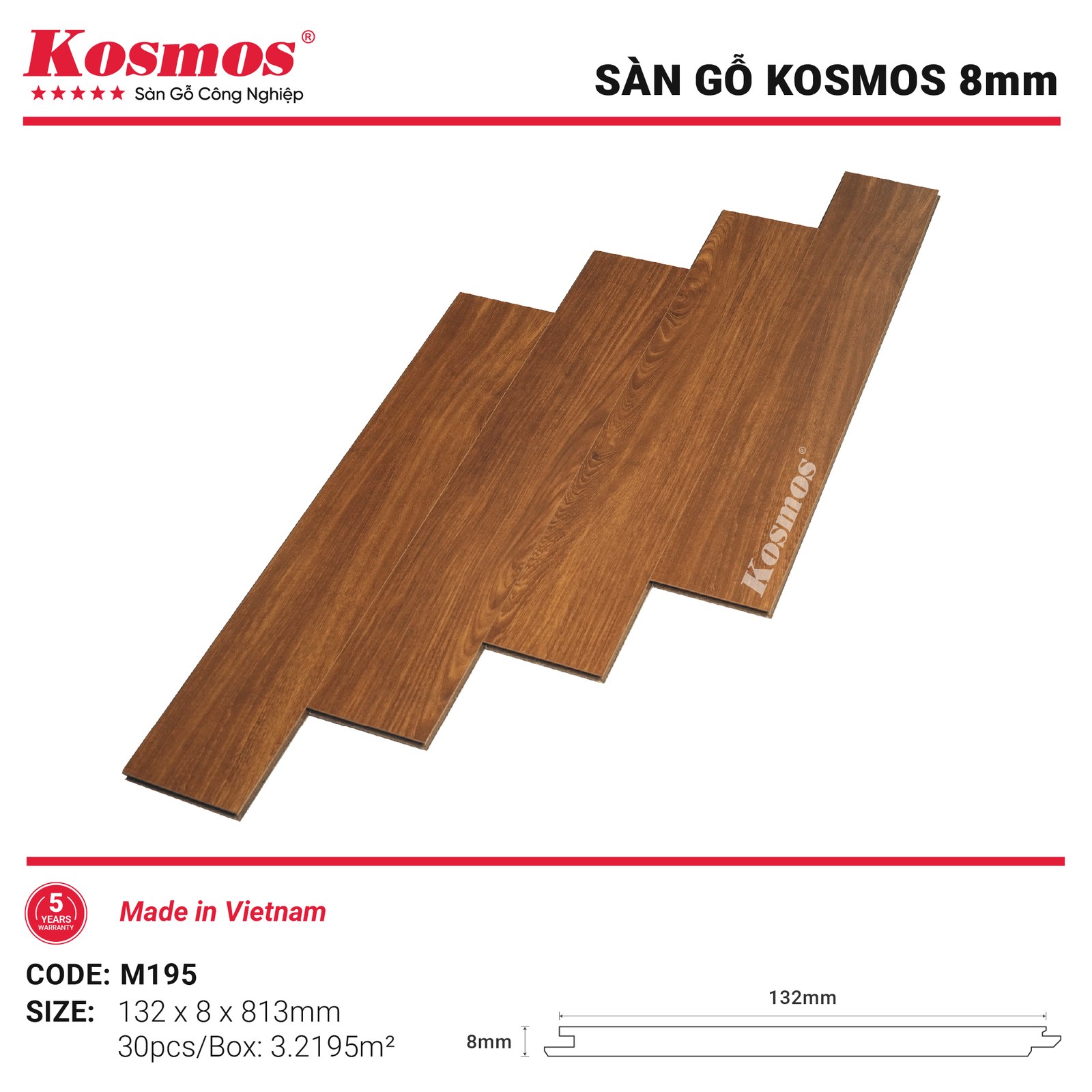 Sàn gỗ Kosmos M195 - hình dạng thanh