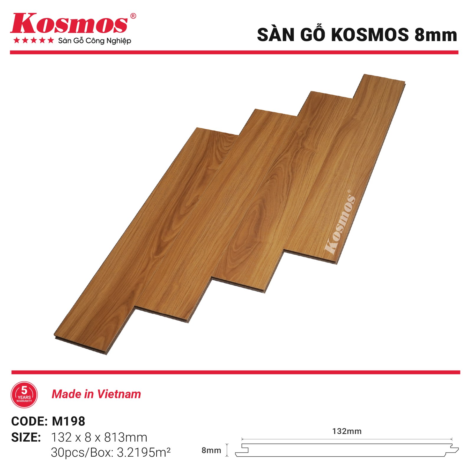 Sàn gỗ Kosmos M198 - hình dạng thanh