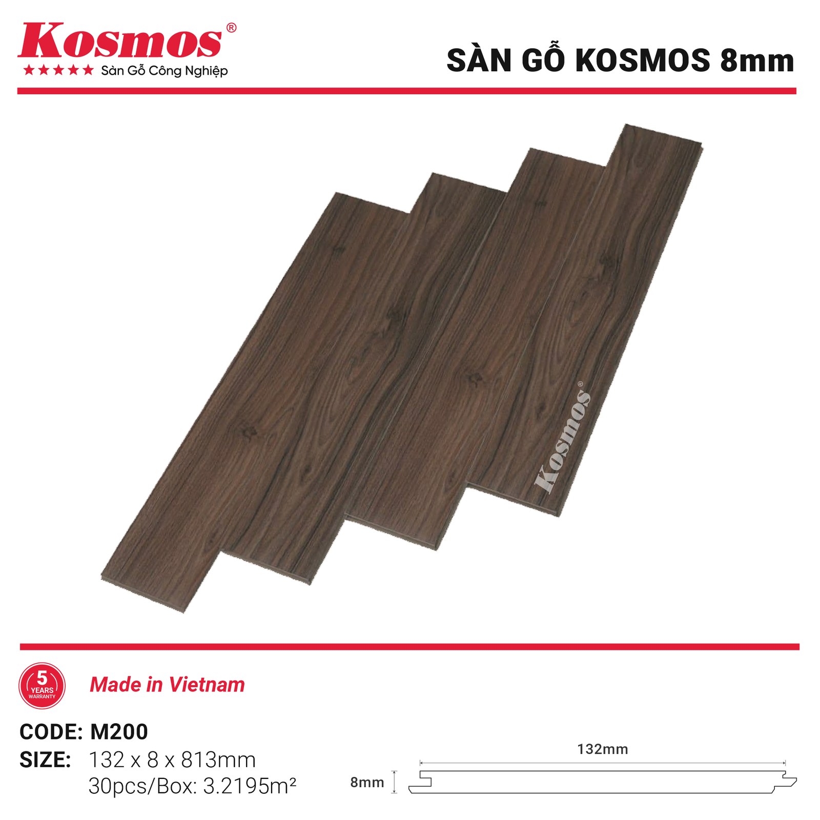 Sàn gỗ Kosmos M200 - hình dạng thanh