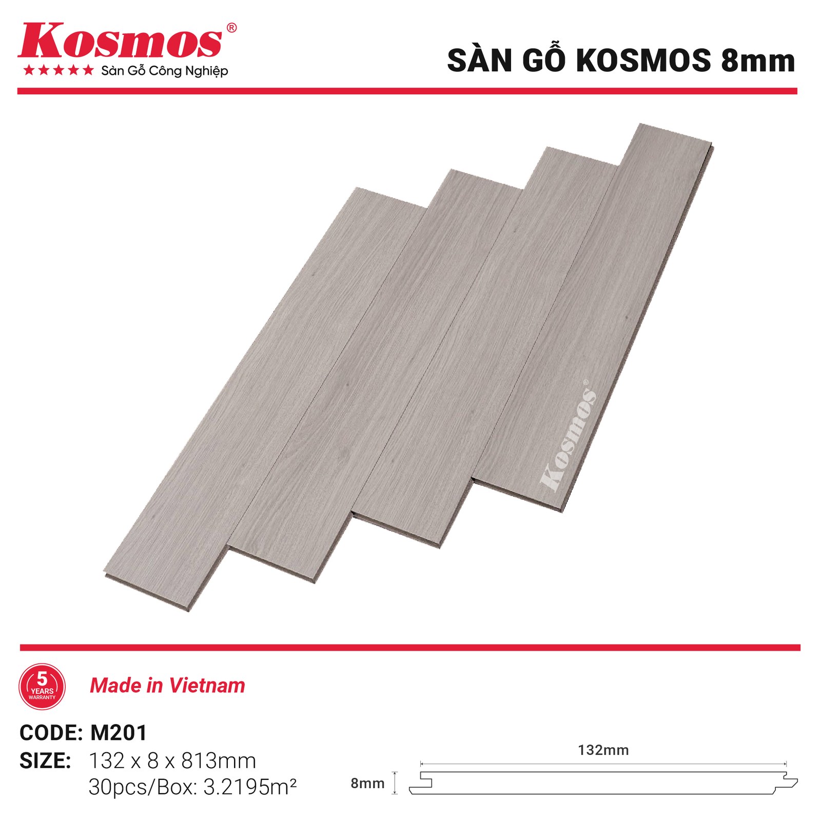 Sàn gỗ Kosmos M201 - hình dạng thanh