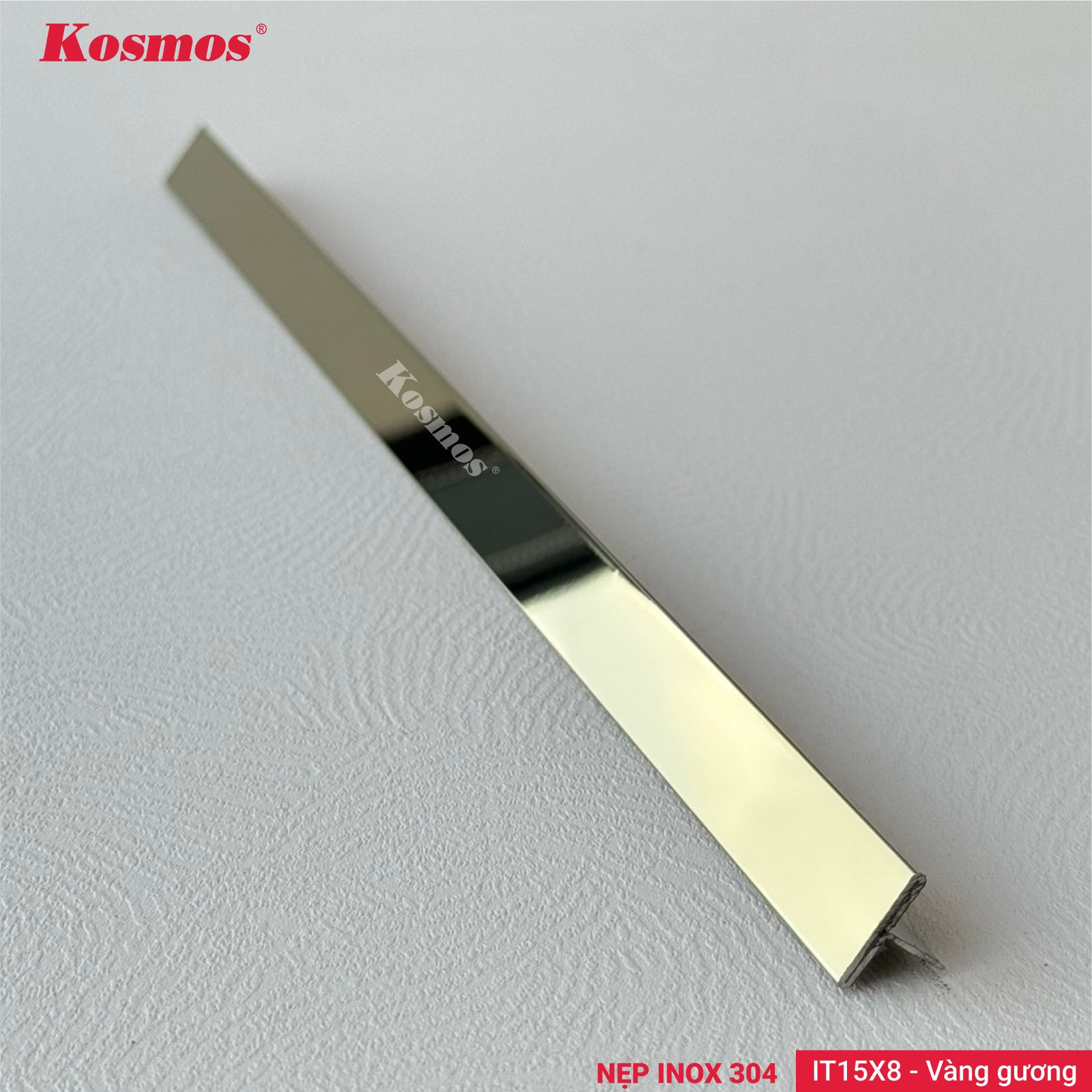 Nẹp inox IT15X8 Vàng gương - Sàn Gỗ Thiên Ngân