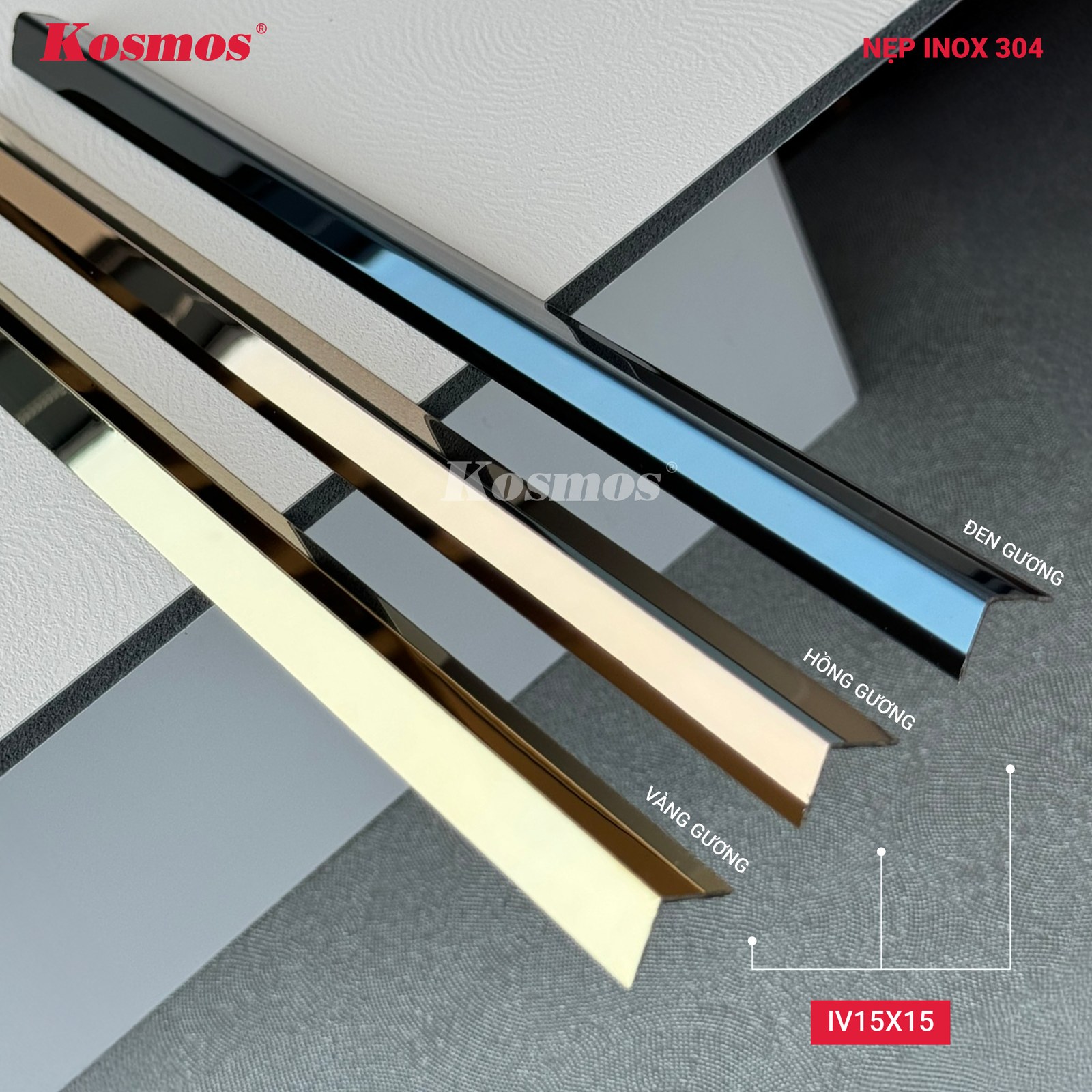 Nẹp inox IV15X15 Đa màu / mẫu chính - Sàn Gỗ Thiên Ngân