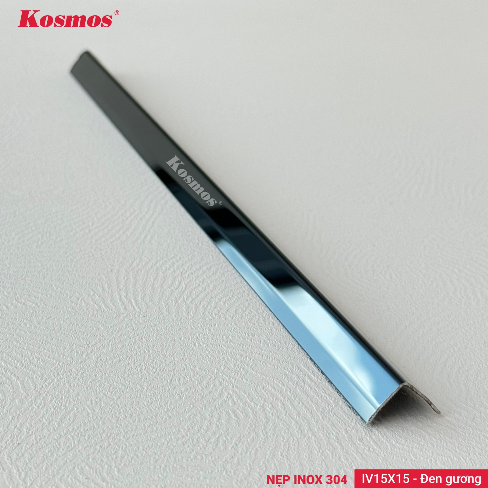 Nẹp inox IV15X15 Đen gương - Sàn Gỗ Thiên Ngân