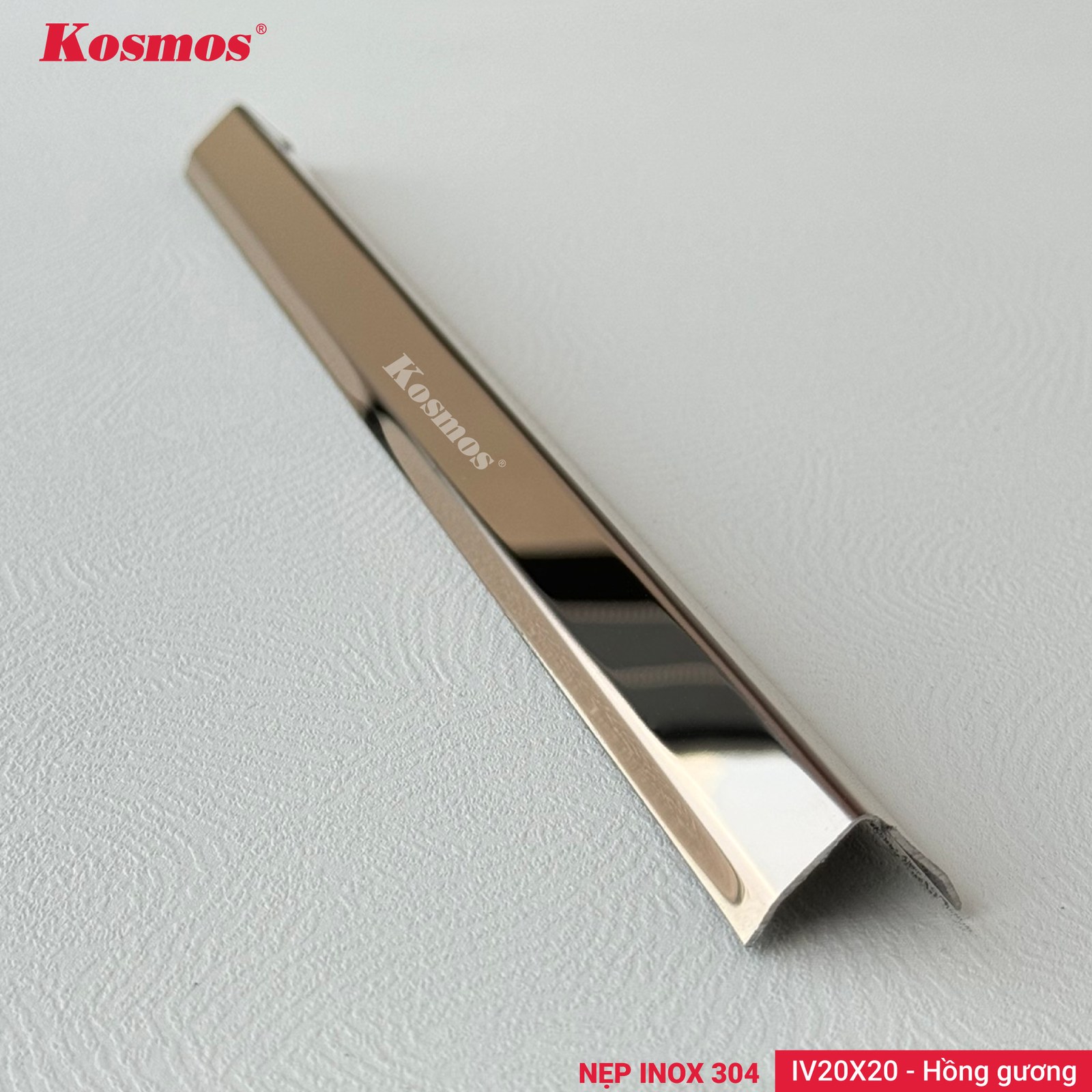 Nẹp inox IV20X20 Hồng gương - Sàn Gỗ Thiên Ngân