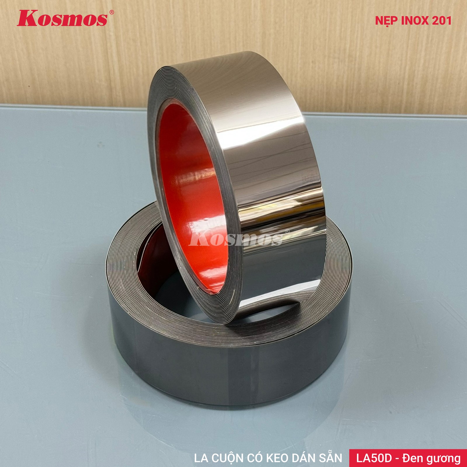 Nẹp inox LA50D Đen gương - Sàn Gỗ Thiên Ngân