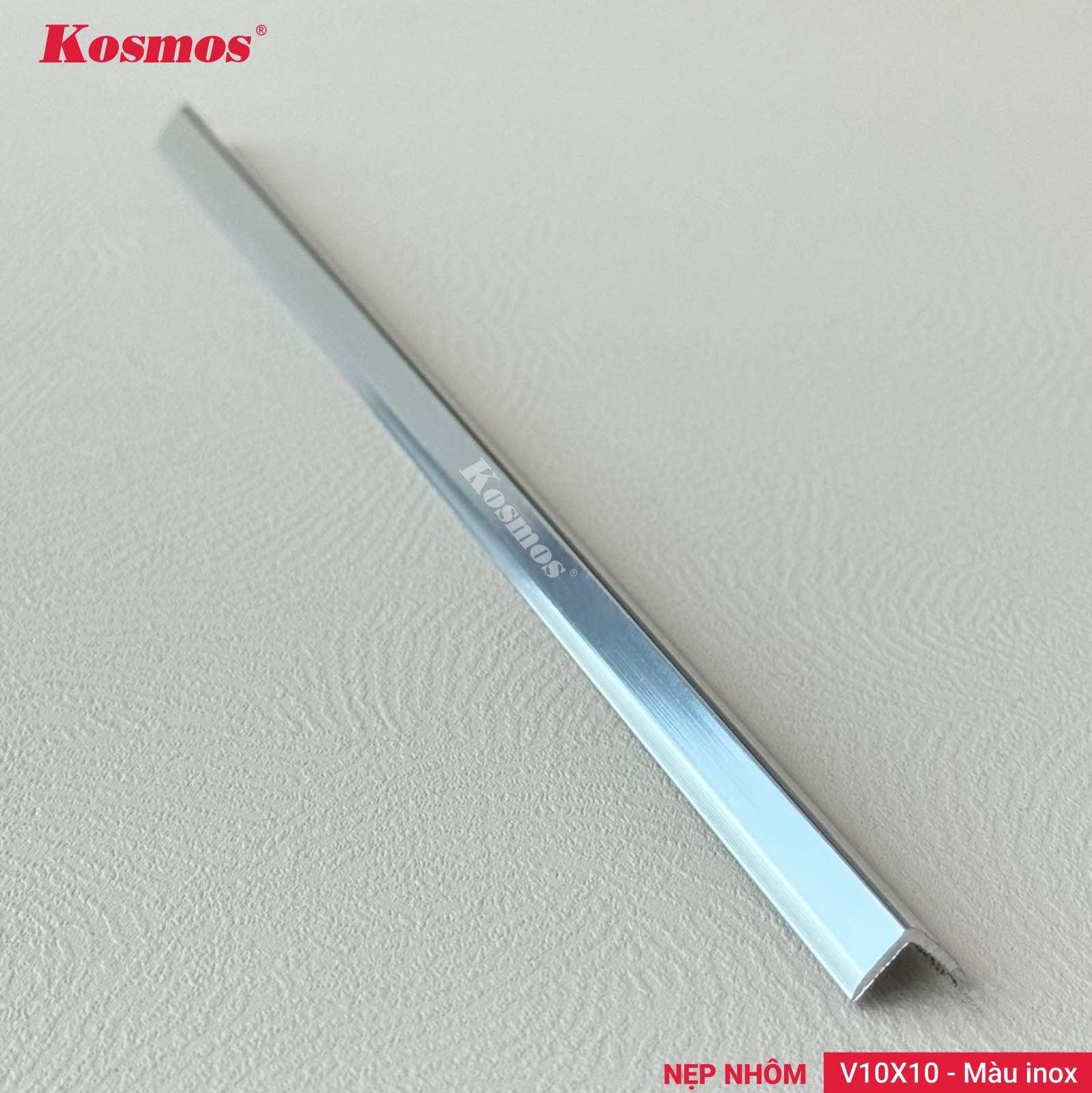 Nẹp nhôm V10X10 Màu inox - Sàn Gỗ Thiên Ngân